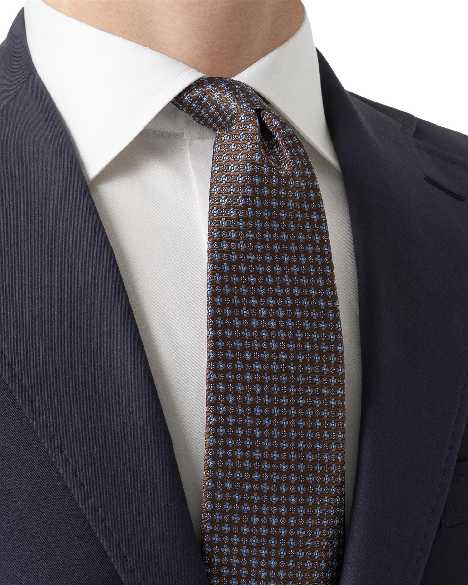 Eton Floral Woven Silk Tie Slips Burgunder Mønster