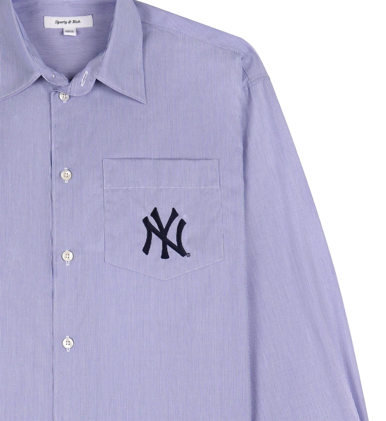 Sporty & Rich Yankees Serif Oversized Shirt Skjorte Lyseblå Striper - modostore.no