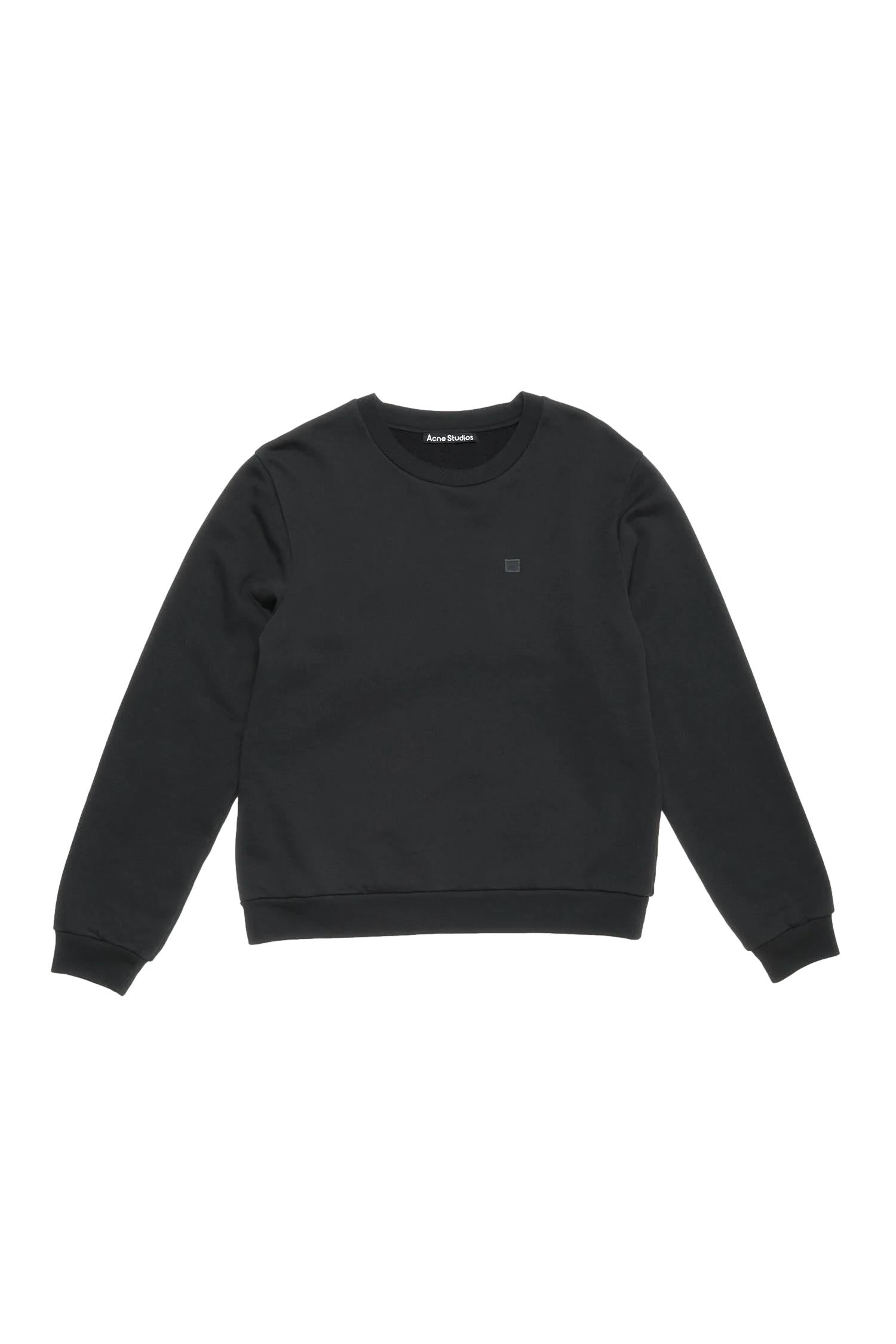 Acne Crew Neck Fleece Sweater Face Genser Sort - modostore.no