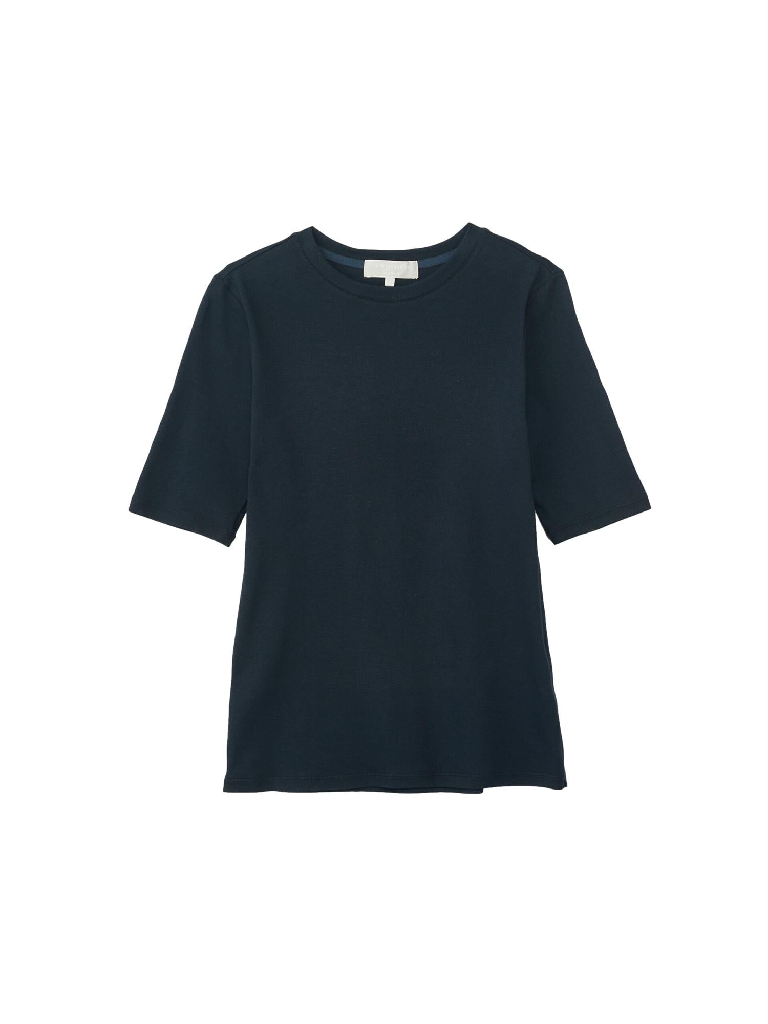 Julie Josephine Half Sleeve Roundneck Rib Tee Topp Mørkeblå - modostore.no