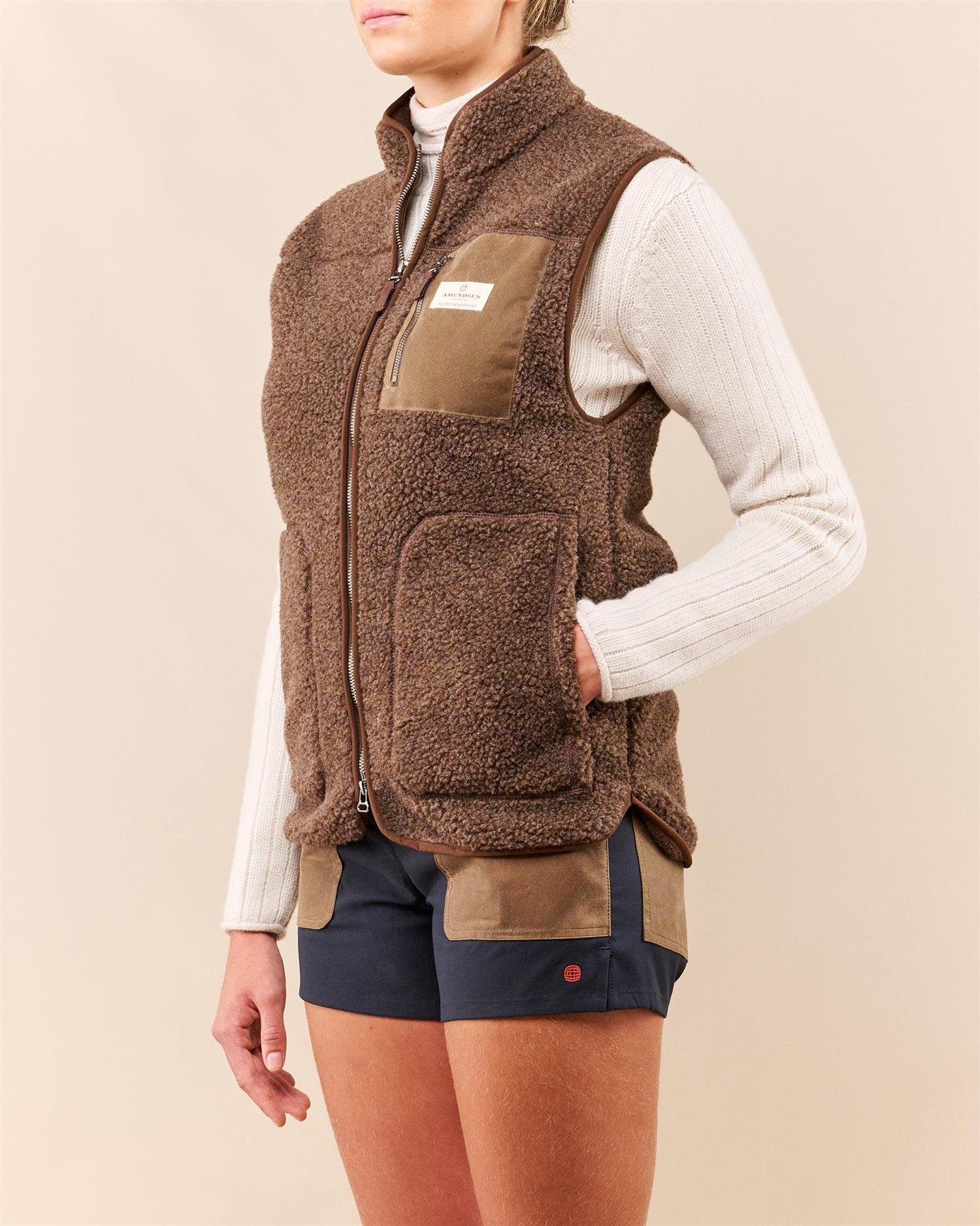 Amundsen Heroes Wool Fleece Vest Womens Vest Mørkebrun