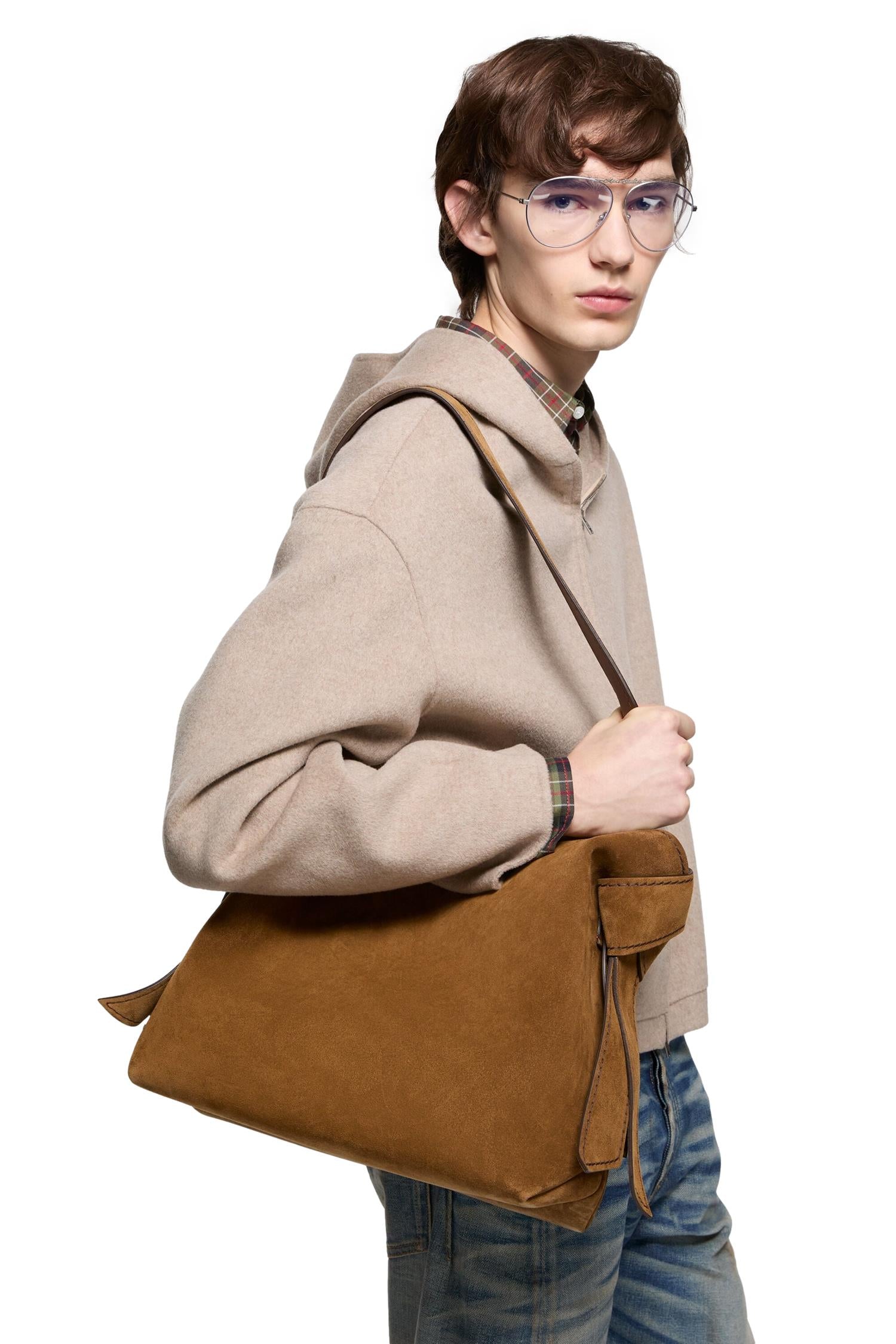 Acne Musubi Suede Midi Bag Veske Mørkebrun