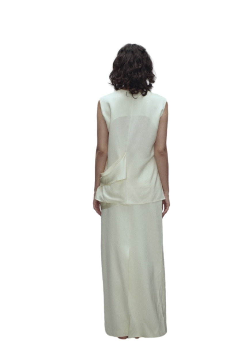Viktoria Chan Sora Striped Skirt Skjørt Off-White - modostore.no