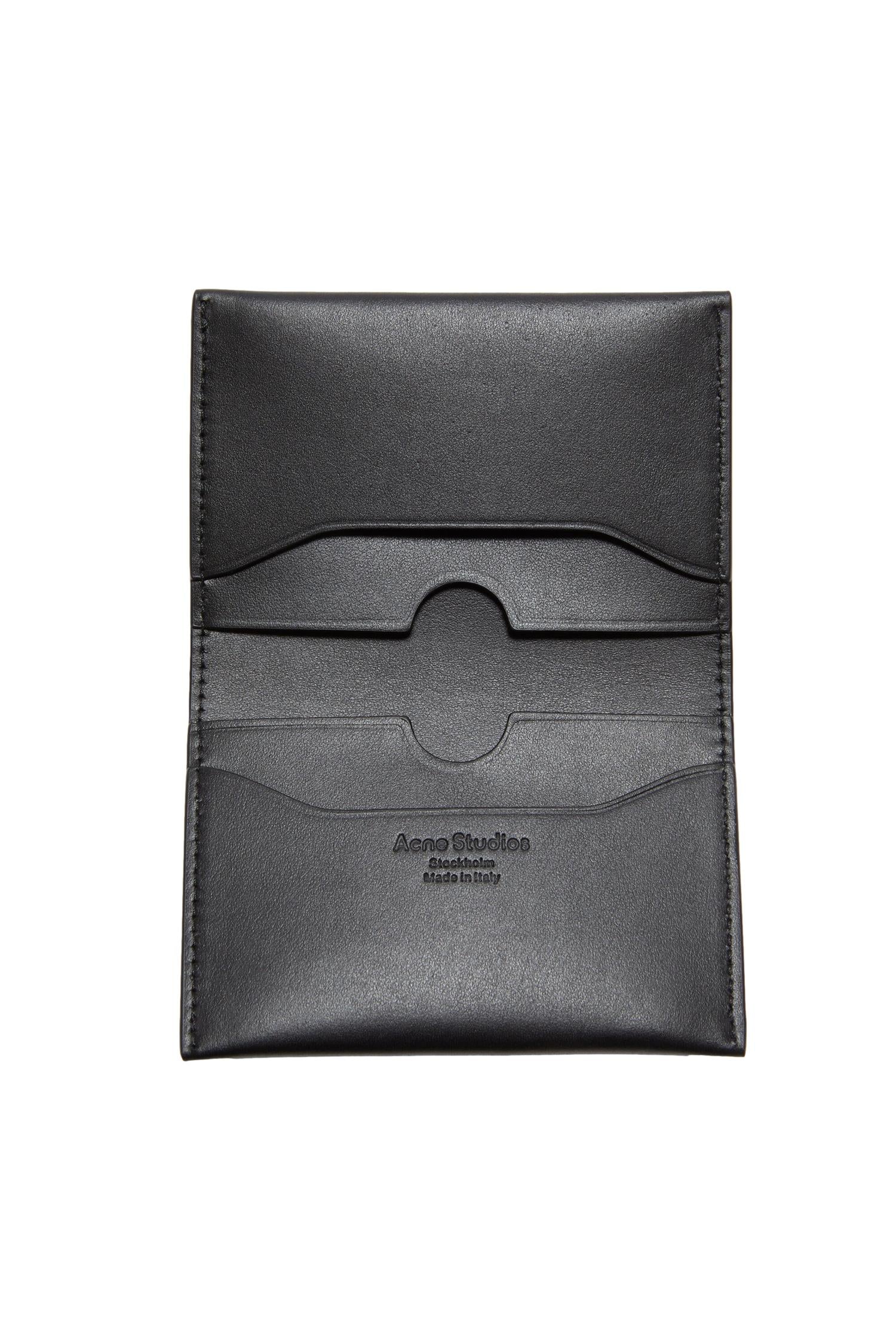 Acne Folded Leather Wallet Lommebok Sort - modostore.no