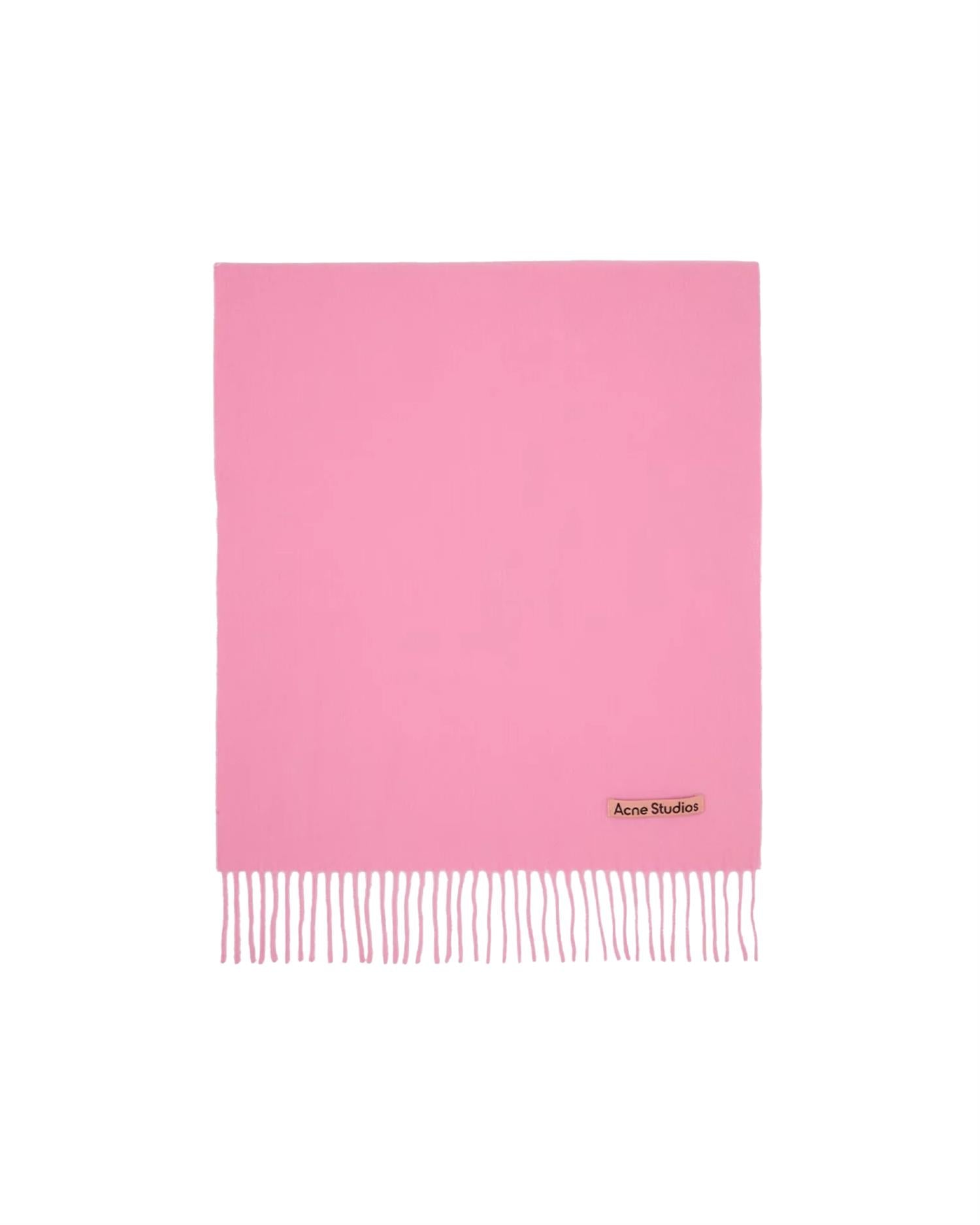 Acne Fringe Wool Scarf - Oversized Skjerf Rosa - modostore.no