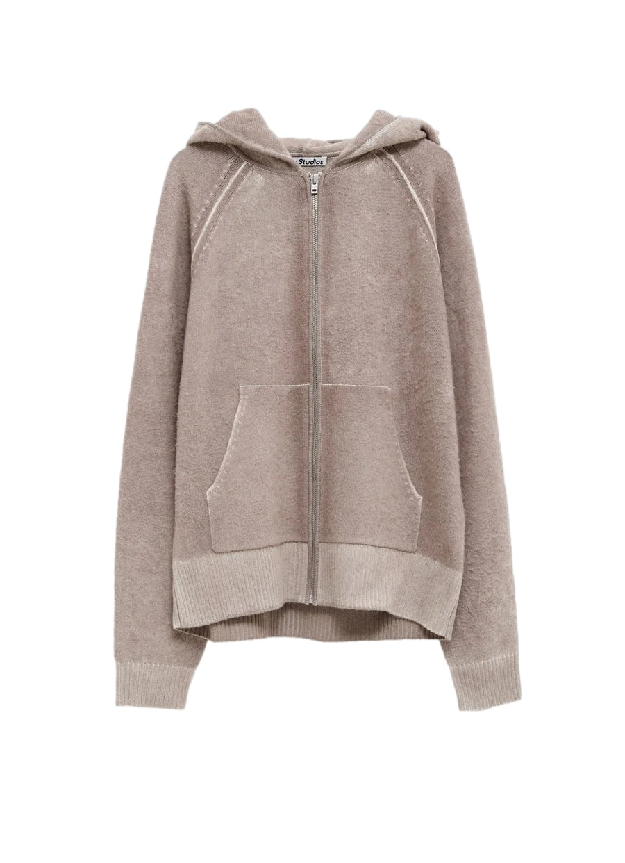 Acne Hooded Zipper Sweater Hettegenser Beige - modostore.no