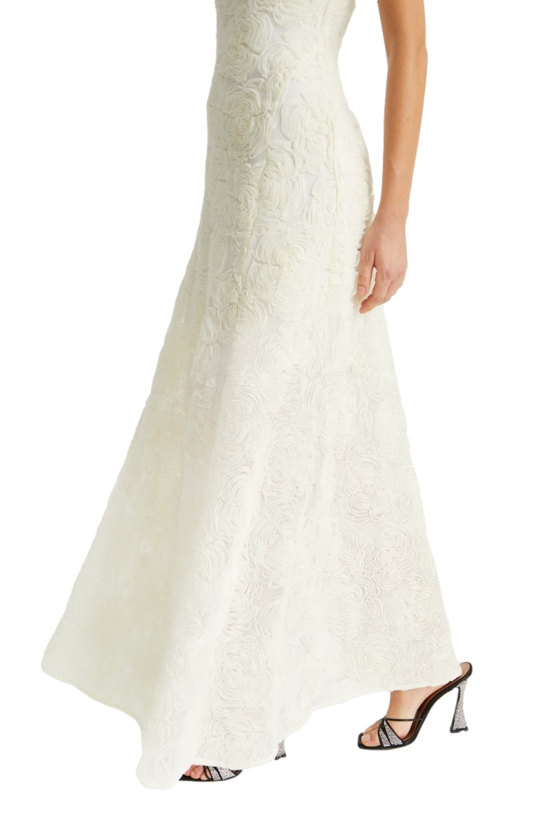 ROTATE Flower Mesh Maxi Dress Kjole Off-White - modostore.no