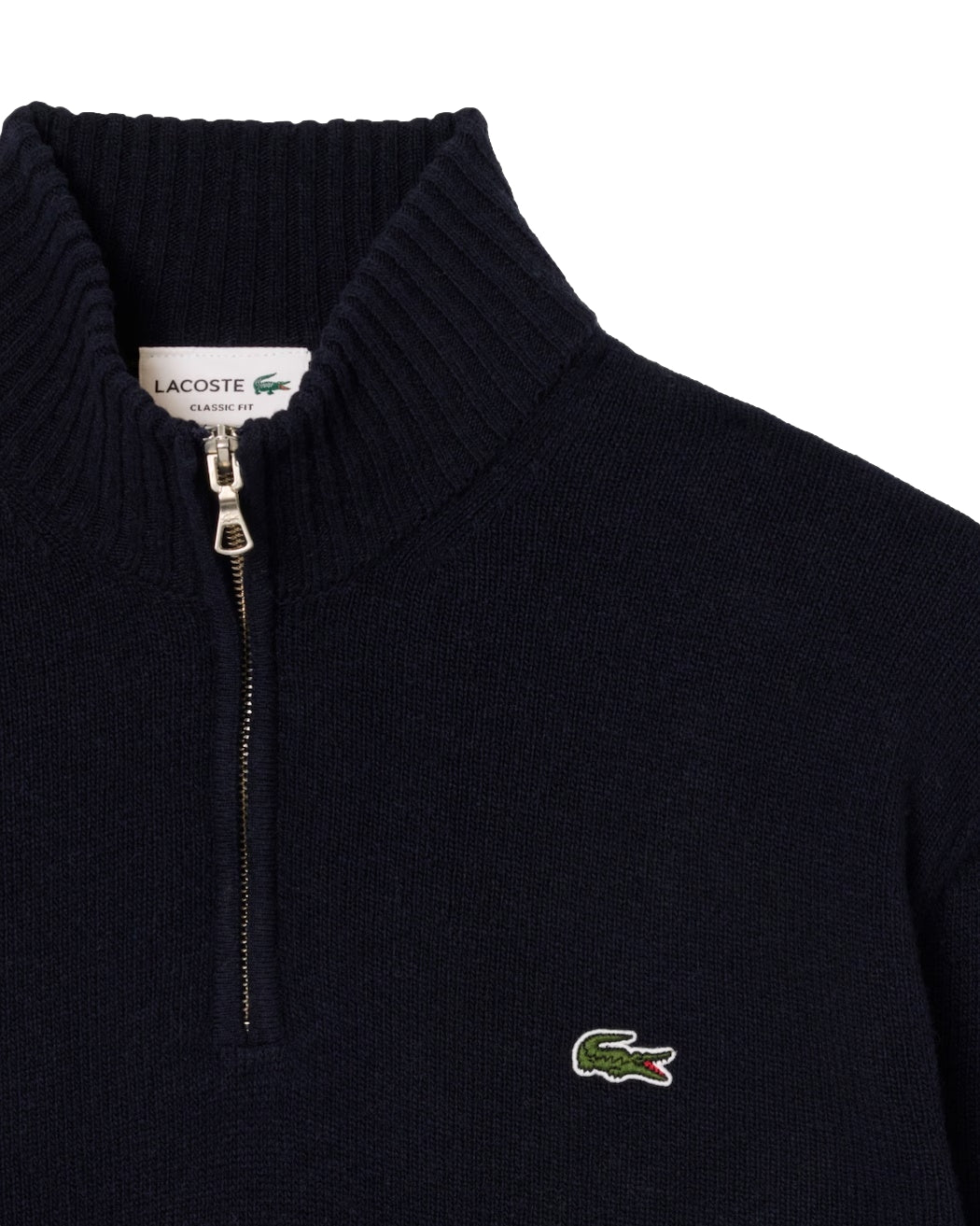 Lacoste Zipper High Neck Wool Sweater Genser Navy