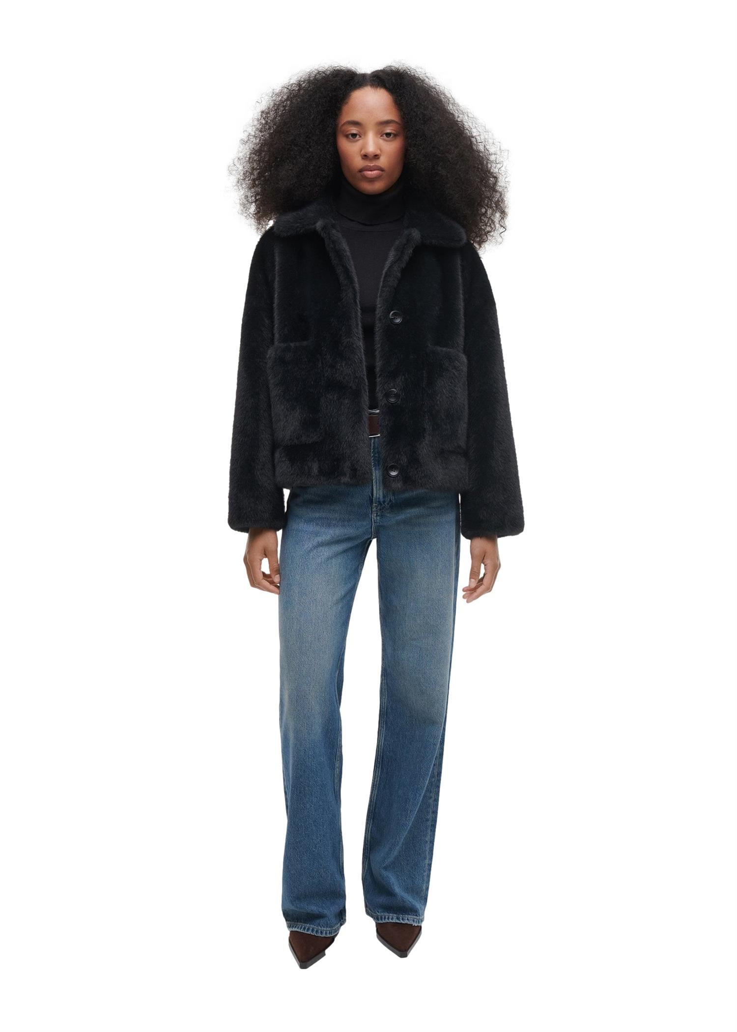 Studio AR Faje Faux Mink Jakke Sort