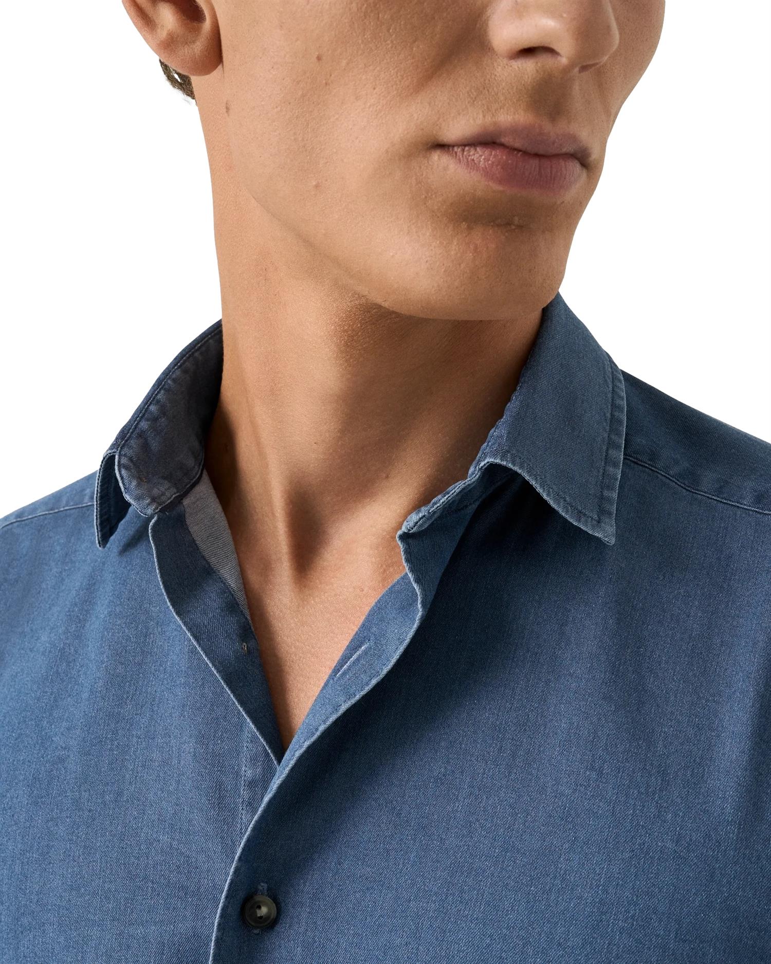 Eton Dark Wash Denim Stretch Shirt Skjorte Denim