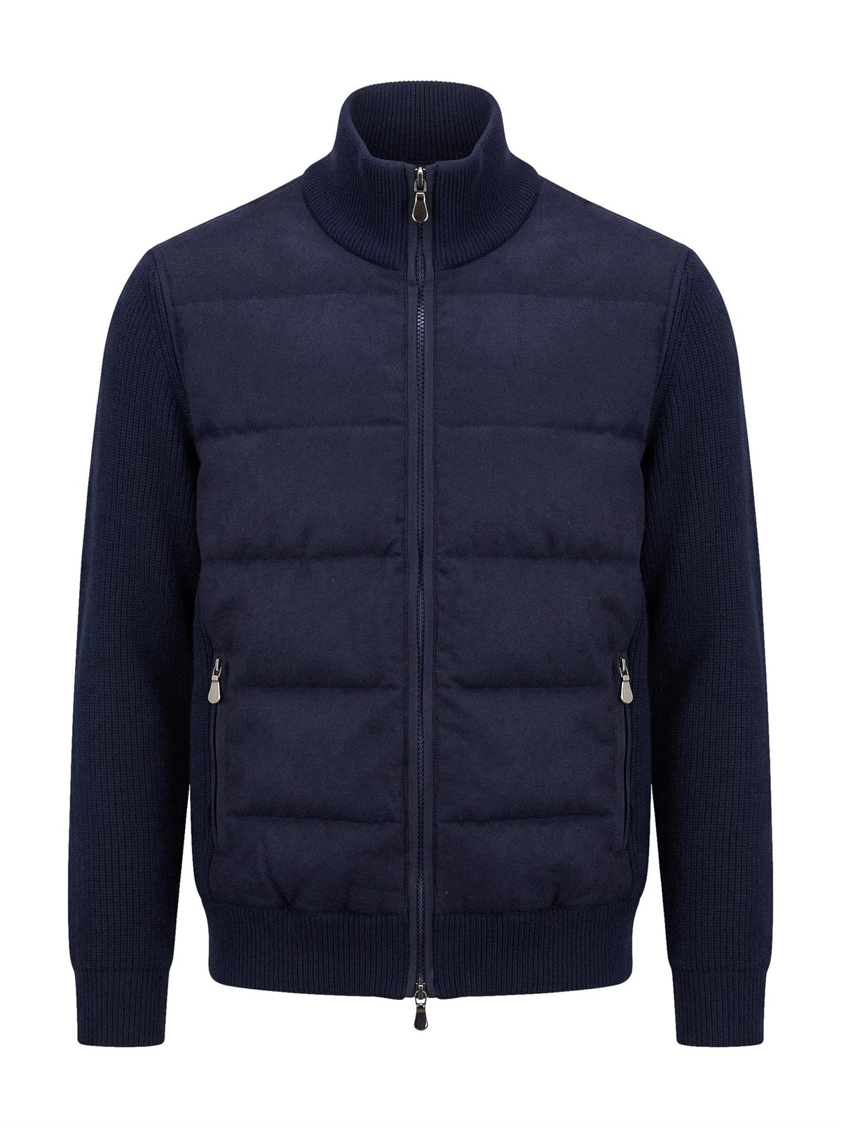Gran Sasso Flanel and Virgin Wool Zip Jacket Jakke Marine