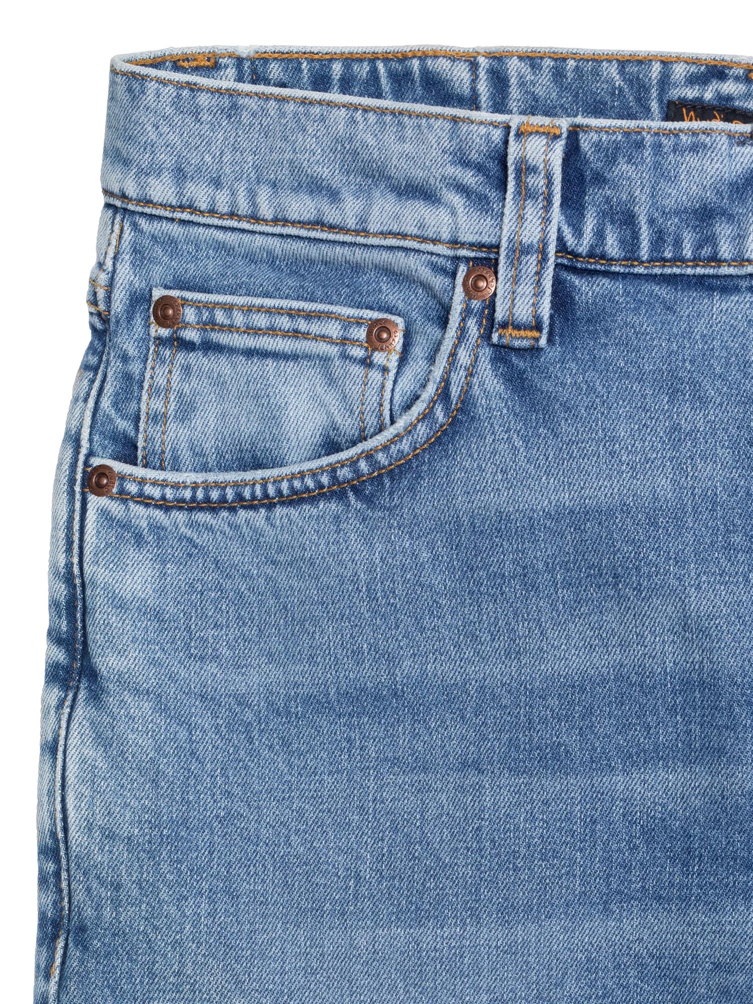 Nudie Jeans Solid Ollie Vintage jeans i blå med slitt og brukte detaljer, klassisk denimstil og passform.