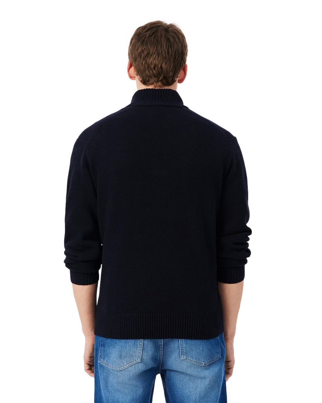 Lacoste Zipper High Neck Wool Sweater Genser Navy