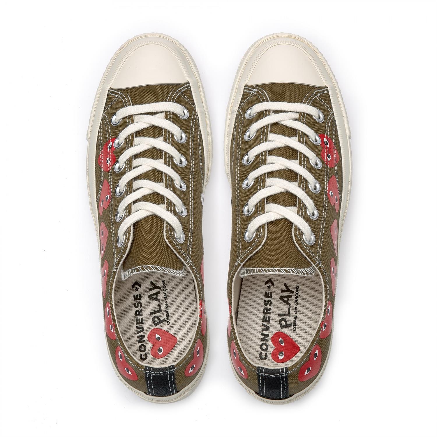 Shop Comme des Garcons Play x Converse CDG Multi LOW Top Khaki Sko Gronn Norsk rask levering