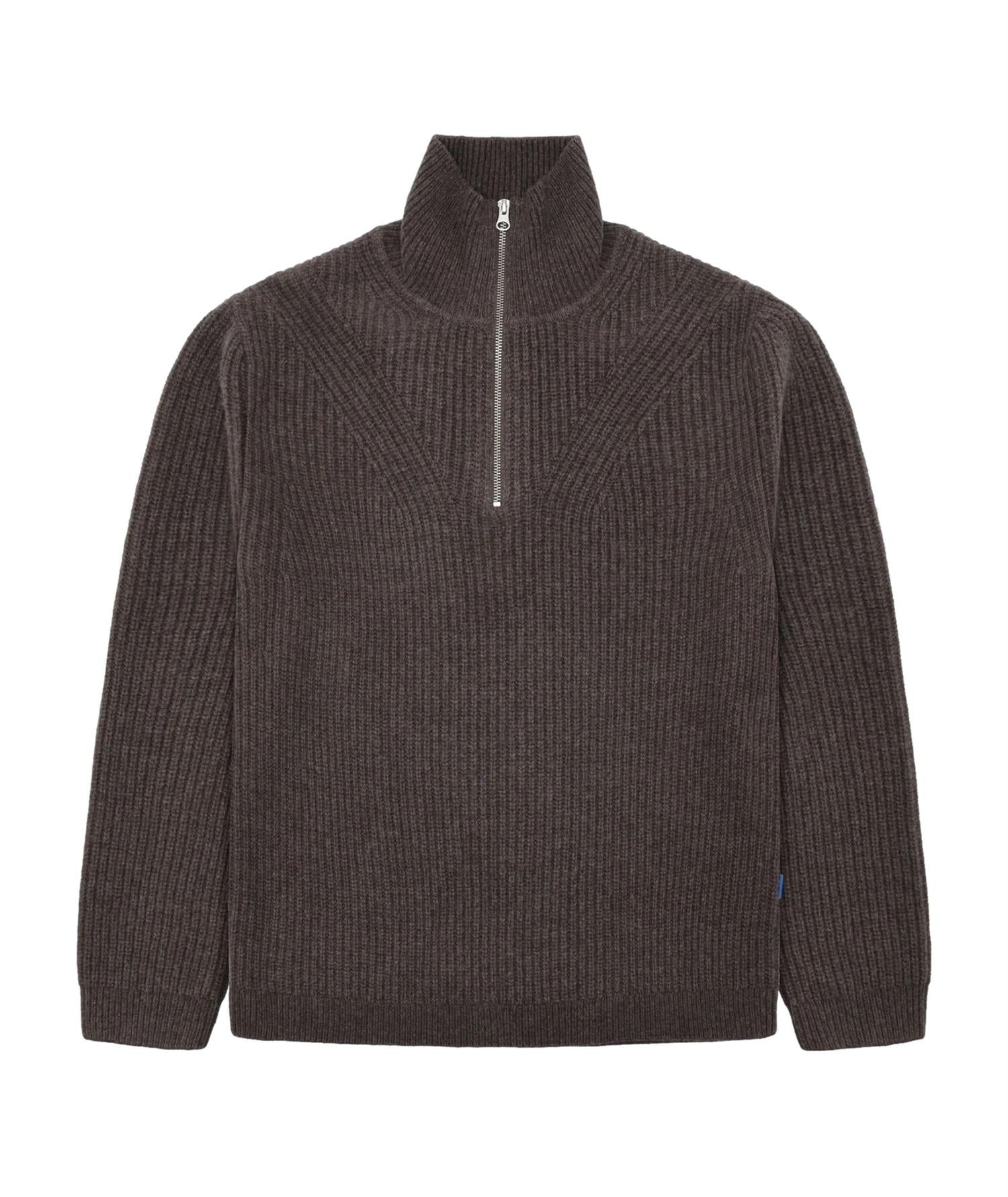 Garment Project Half Zip Wool Knit Genser Brun