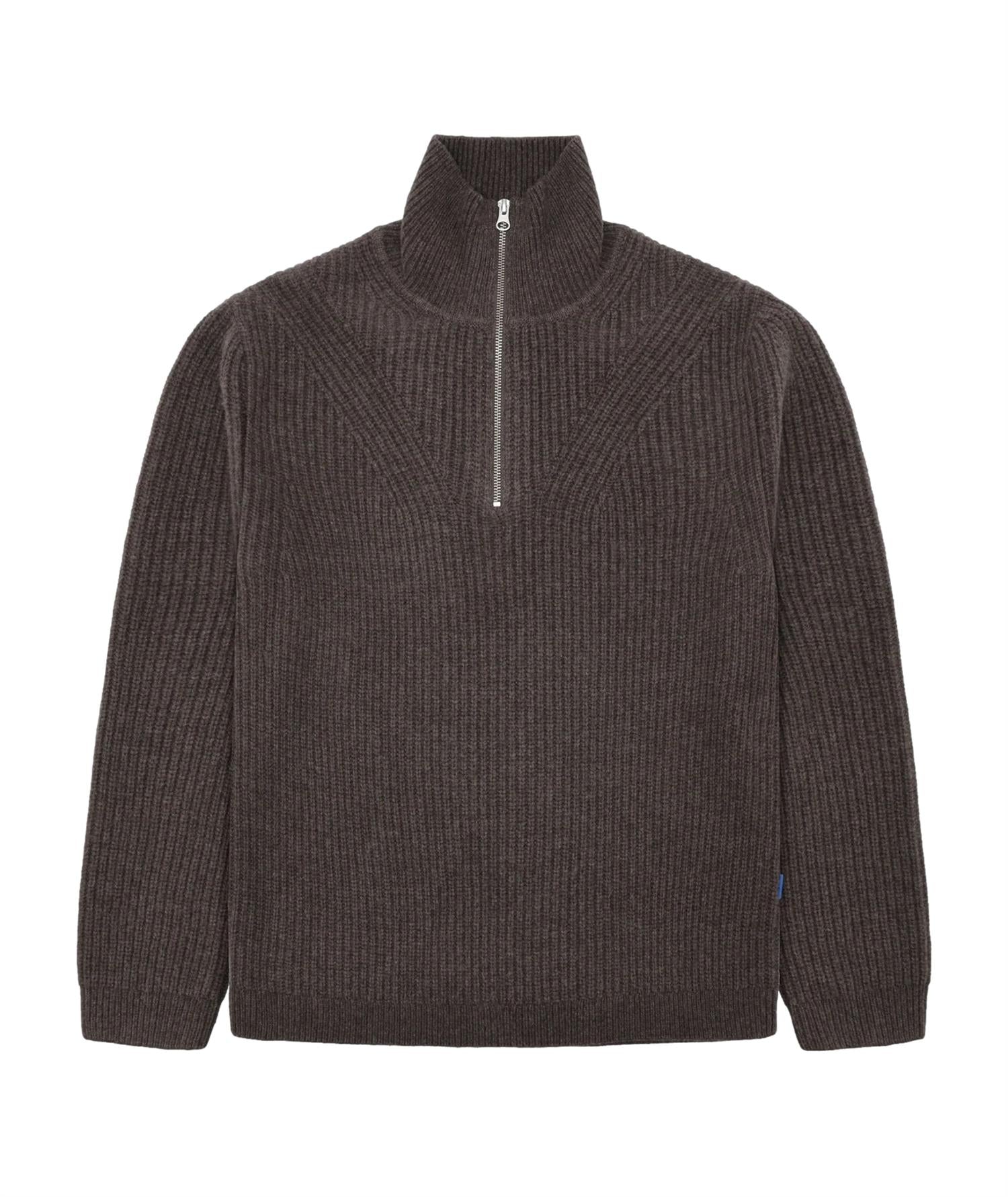 Garment Project Half Zip Wool Knit Genser Brun - modostore.no