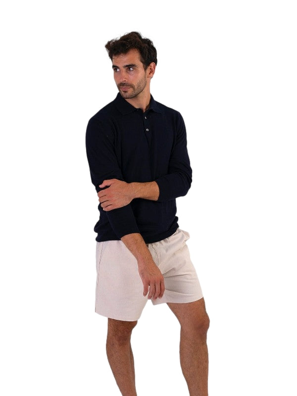 Cermino Max Knitted polo long sleeve Genser Navy