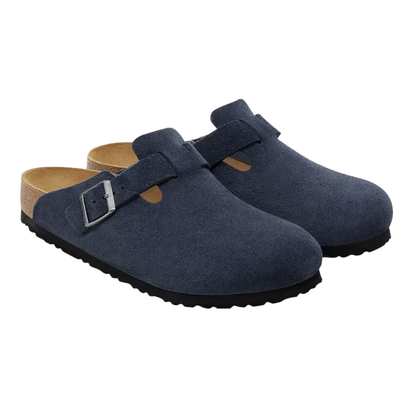 Birkenstock Boston Suede Leather Regular Sko Navy - modostore.no
