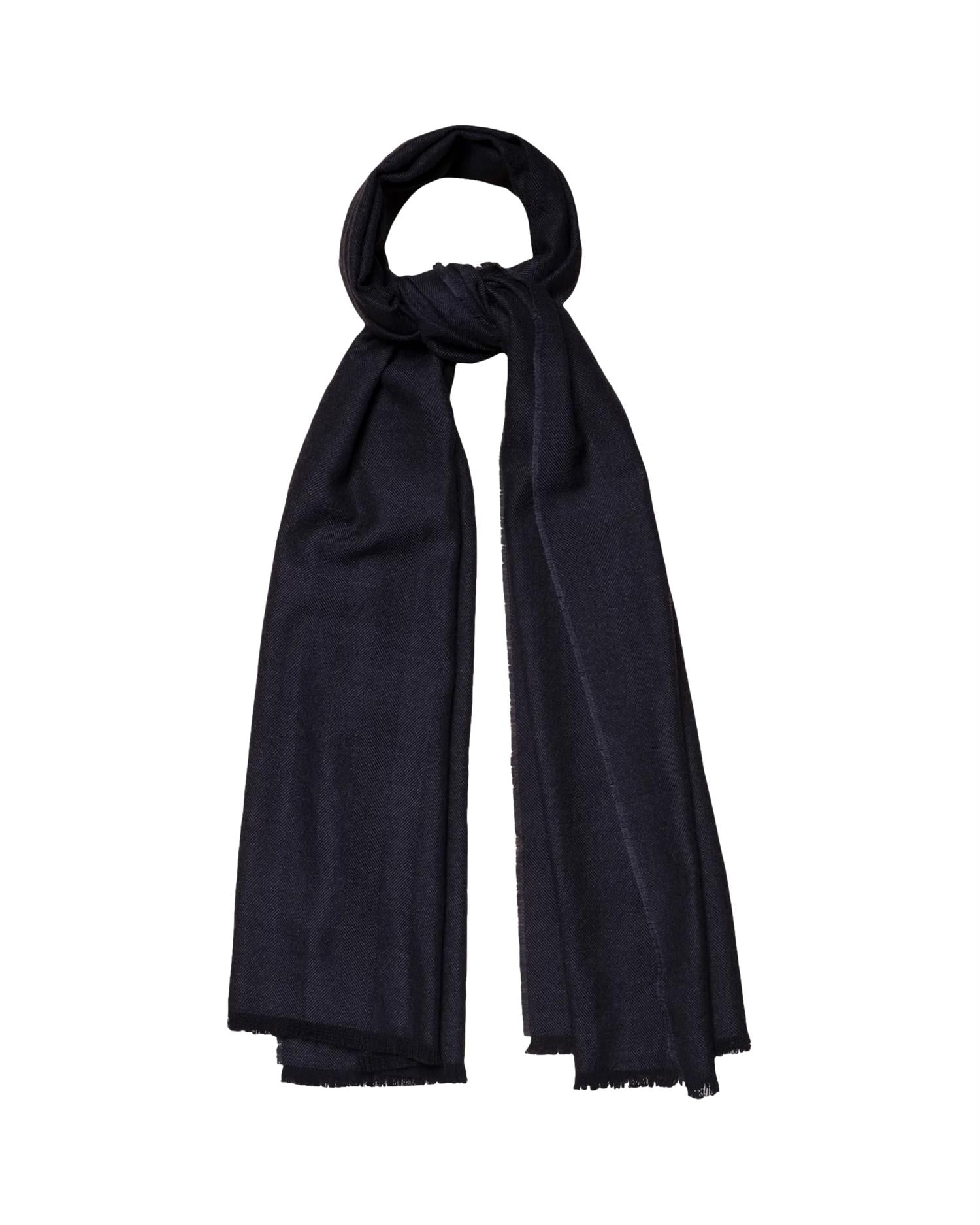 Eton Herringbone Merino Scarf Skjerf Navy - modostore.no