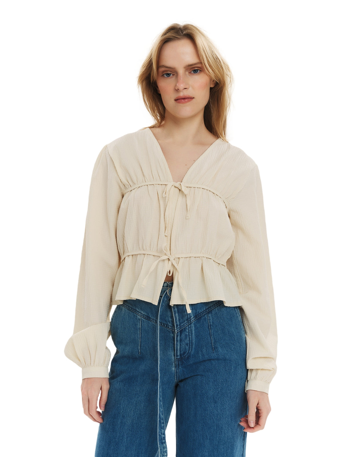 Once Untold Indiana String Blouse Topp Off-White