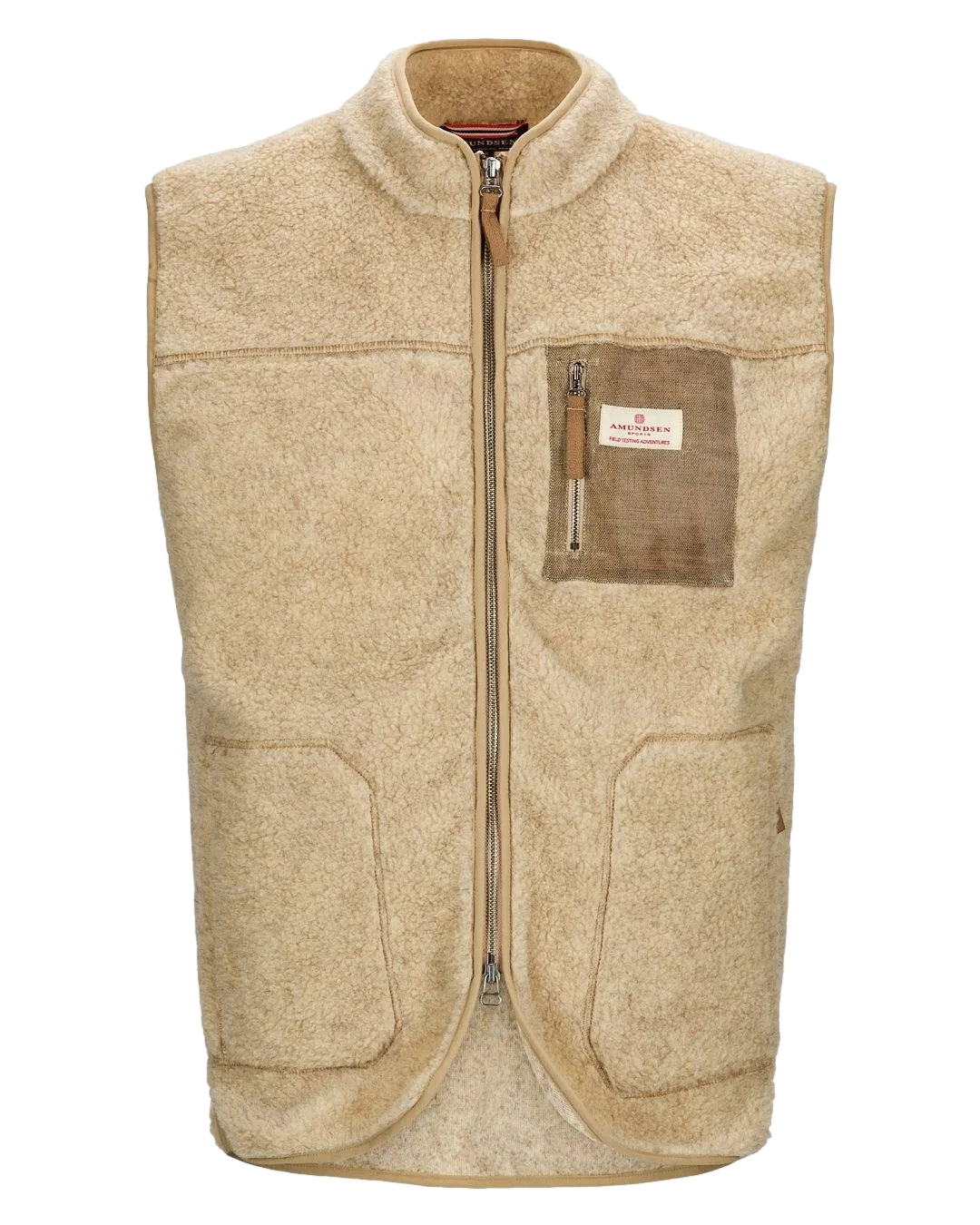 Amundsen Heroes Wool Fleece Vest Mens Vest Beige - modostore.no