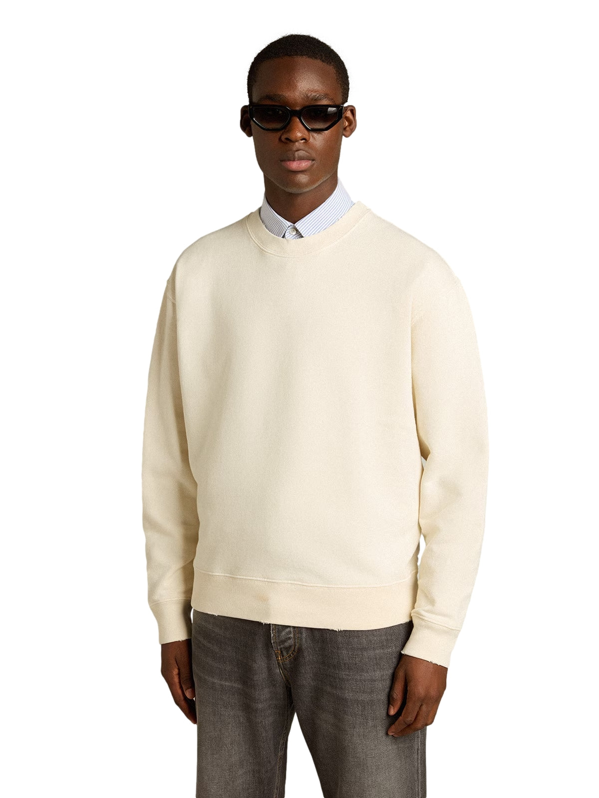 Golden Goose Boxi Sweatshirt Logo Patch Longsleeve Off-White - modostore.no