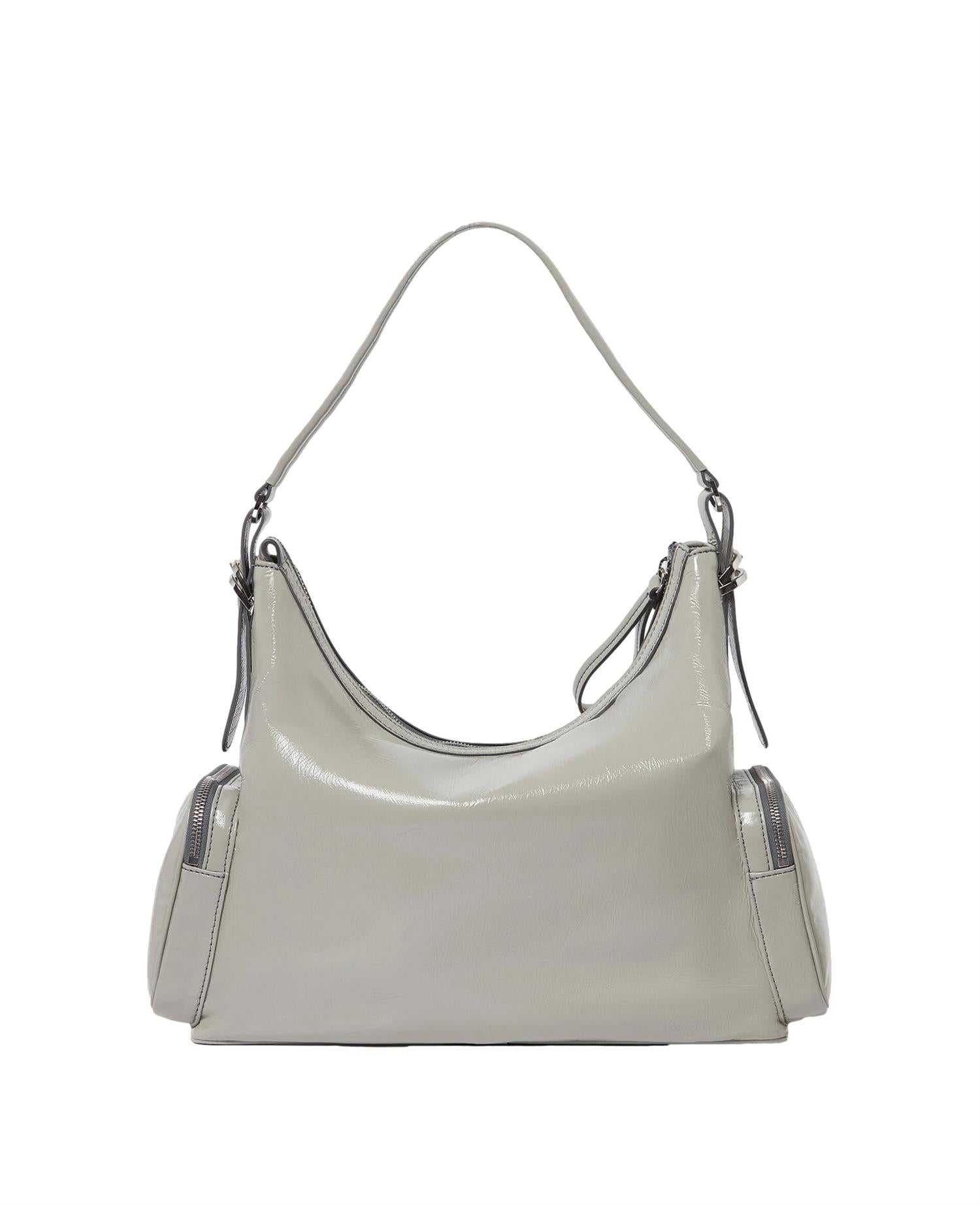 Stella McCartney Dartmoor Shoulder Bag Cracked Patent Veske Lysegrå - modostore.no