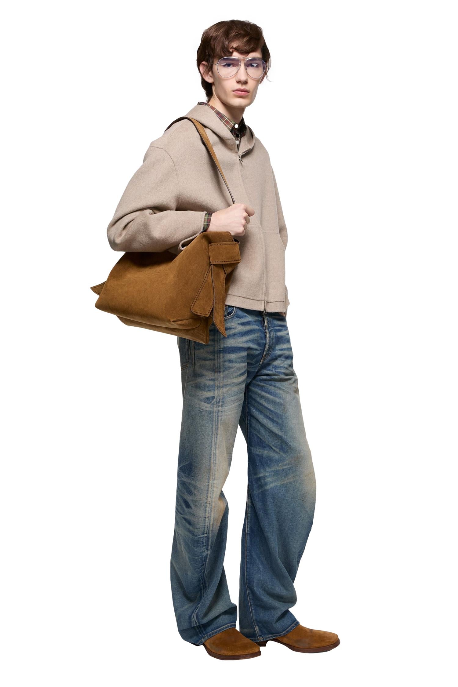 Acne Musubi Suede Midi Bag Veske Mørkebrun