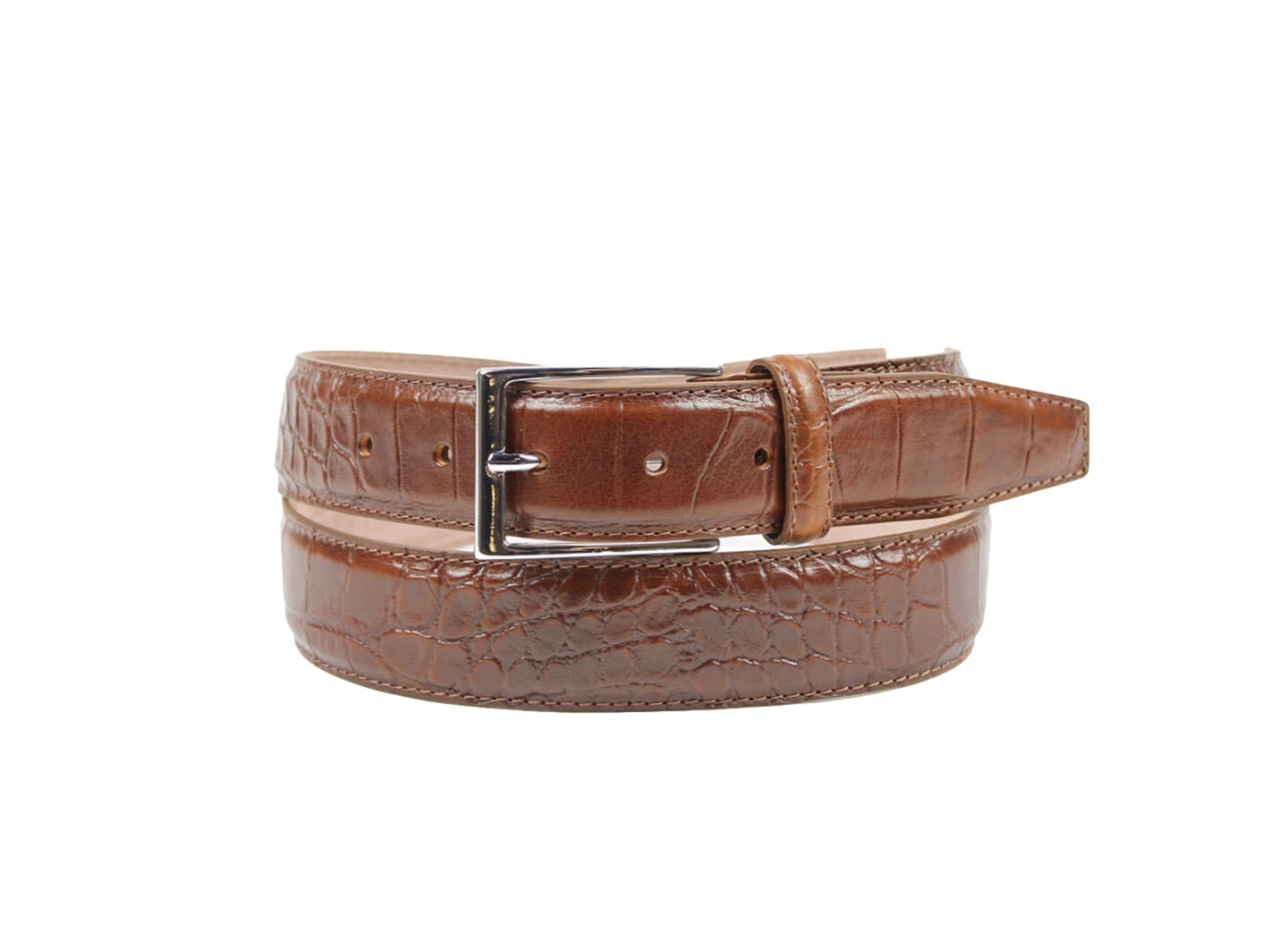 Manzini Montecristo Croc Belt 3,5cm Belte Brun - modostore.no
