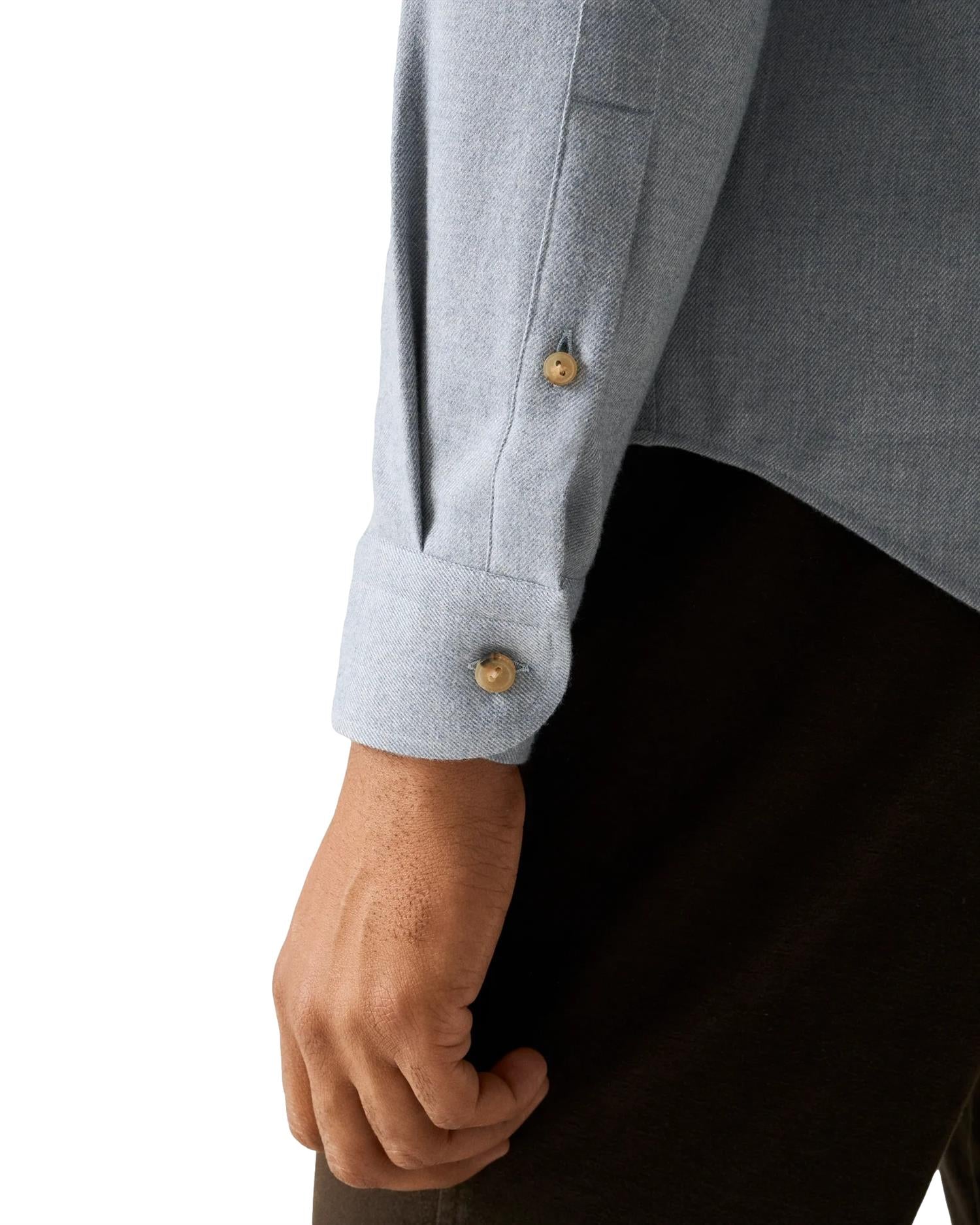 Eton Solid Flannel Shirt Skjorte Lys Blå Melert - modostore.no