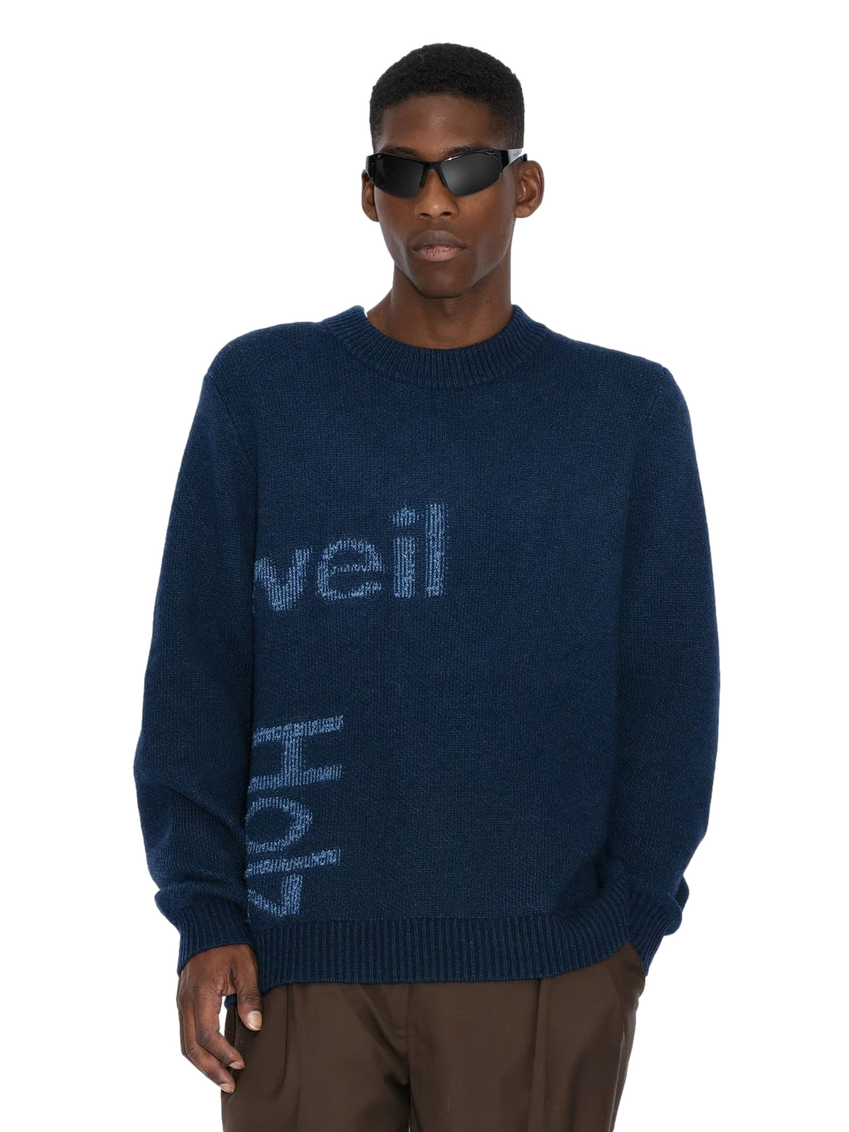 Holzweiler Haza Logo Crew Genser Mørk Blå Melert - modostore.no