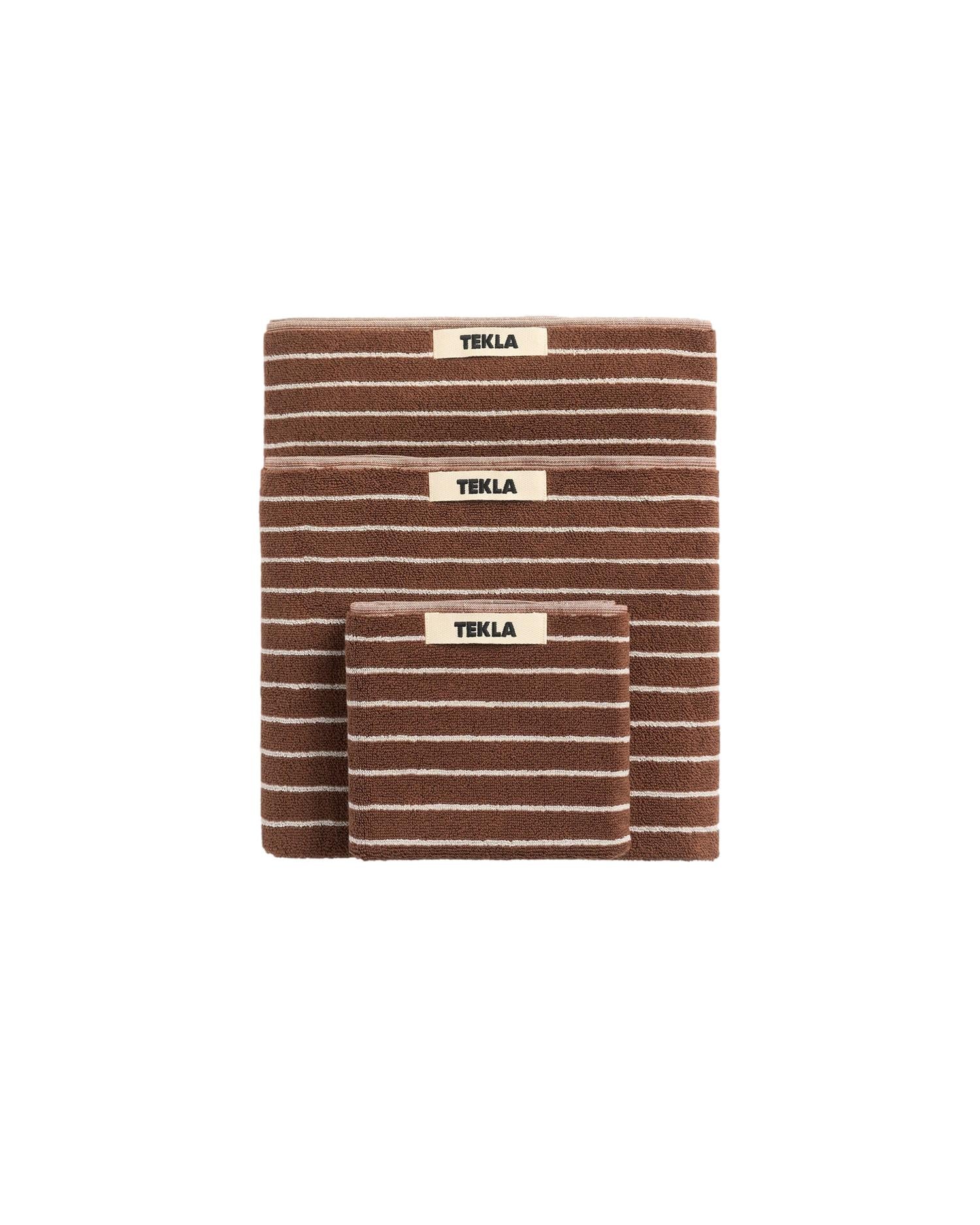 Tekla Terry Hand Towel (50x90cm) Rust Stripes Håndkle Rustrød