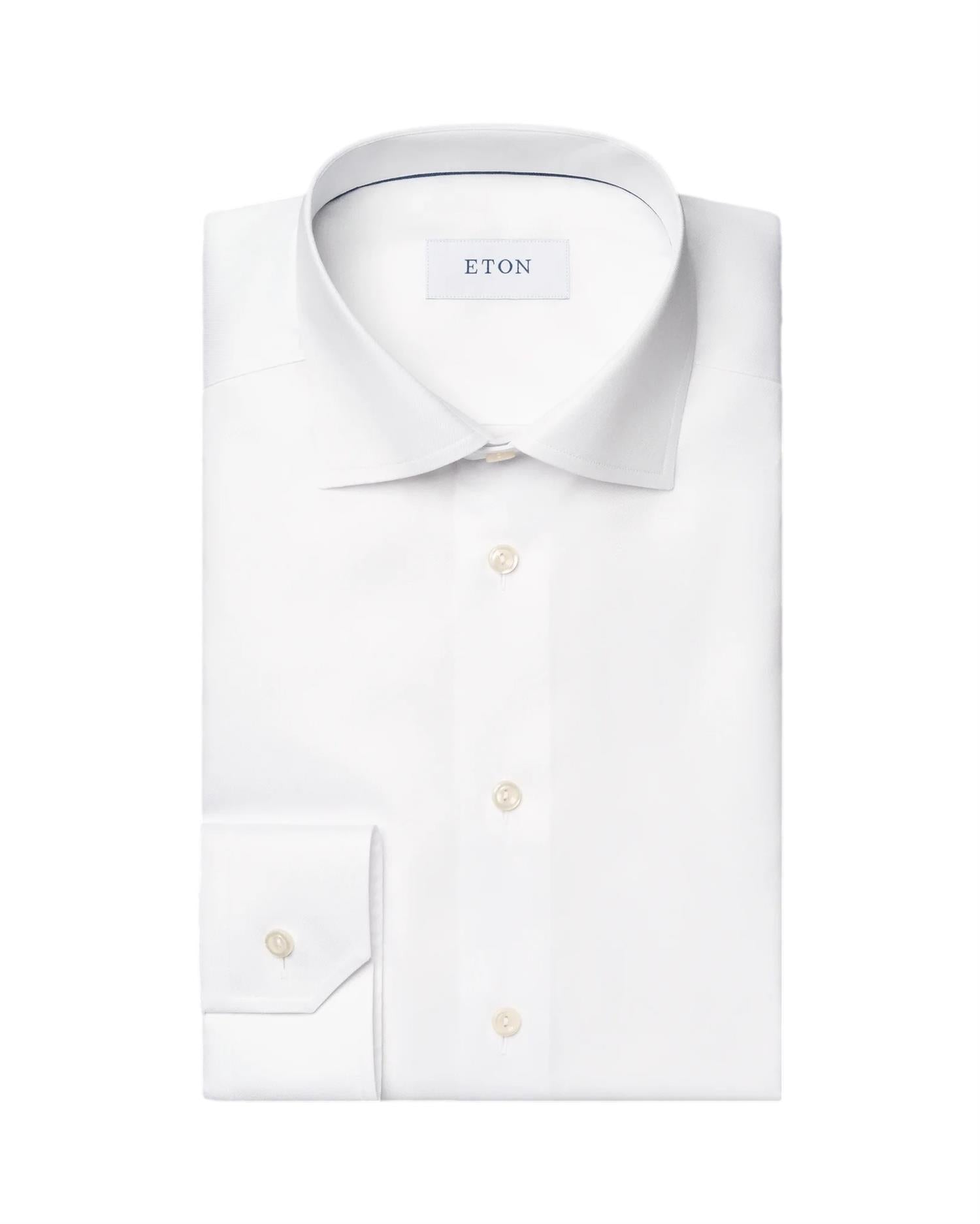 Eton 3000 Slim White Signature Twill Shirt Skjorte Hvit - modostore.no