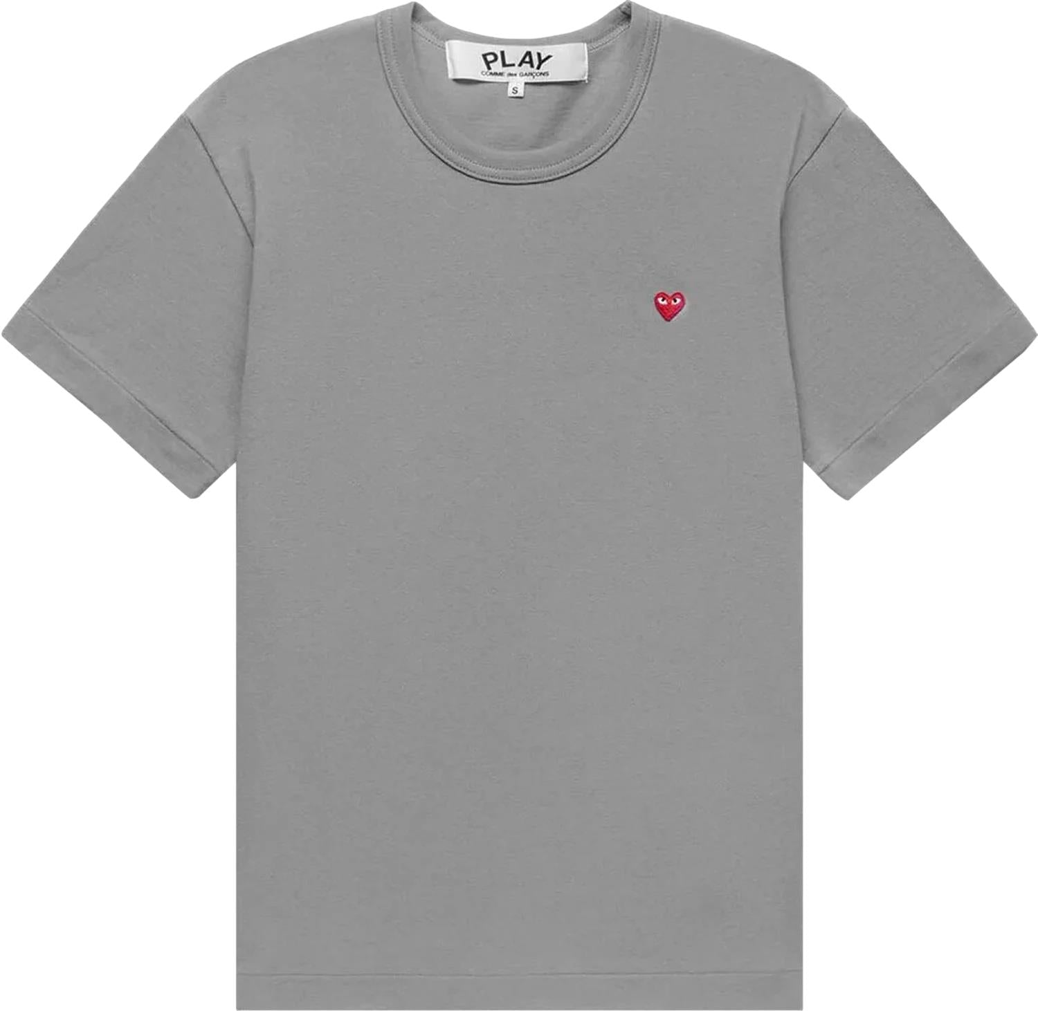 Comme des Garcons Play Unisex T-Shirt Small Red Emblem T-shirt Grå - modostore.no