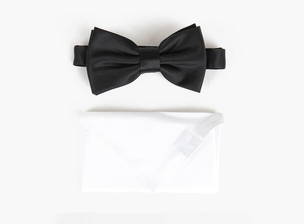 Manzini Bowtie flat end w/Handky Sløyfe Blank Sort - modostore.no