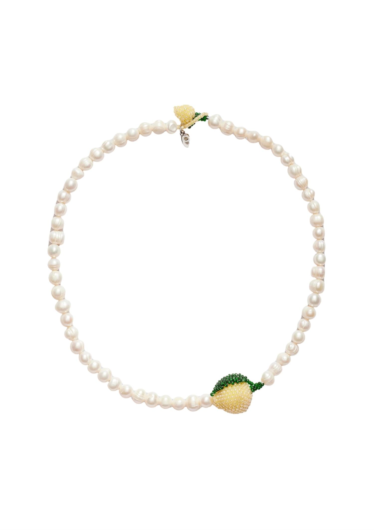 Pura Utz Pearl Lemon Necklace Smykke Hvit Og Gul - modostore.no