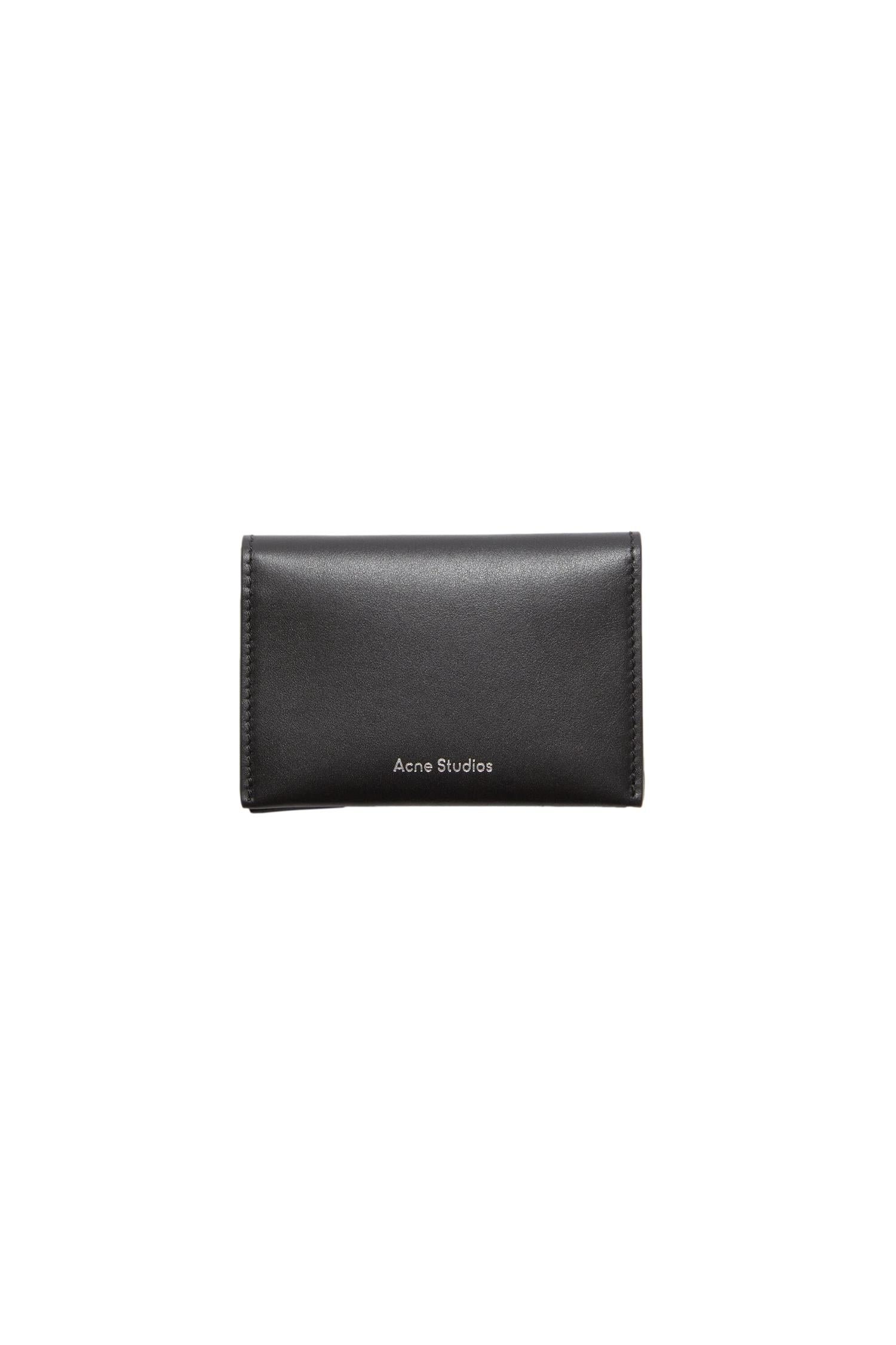 Acne Folded Leather Wallet Lommebok Sort - modostore.no