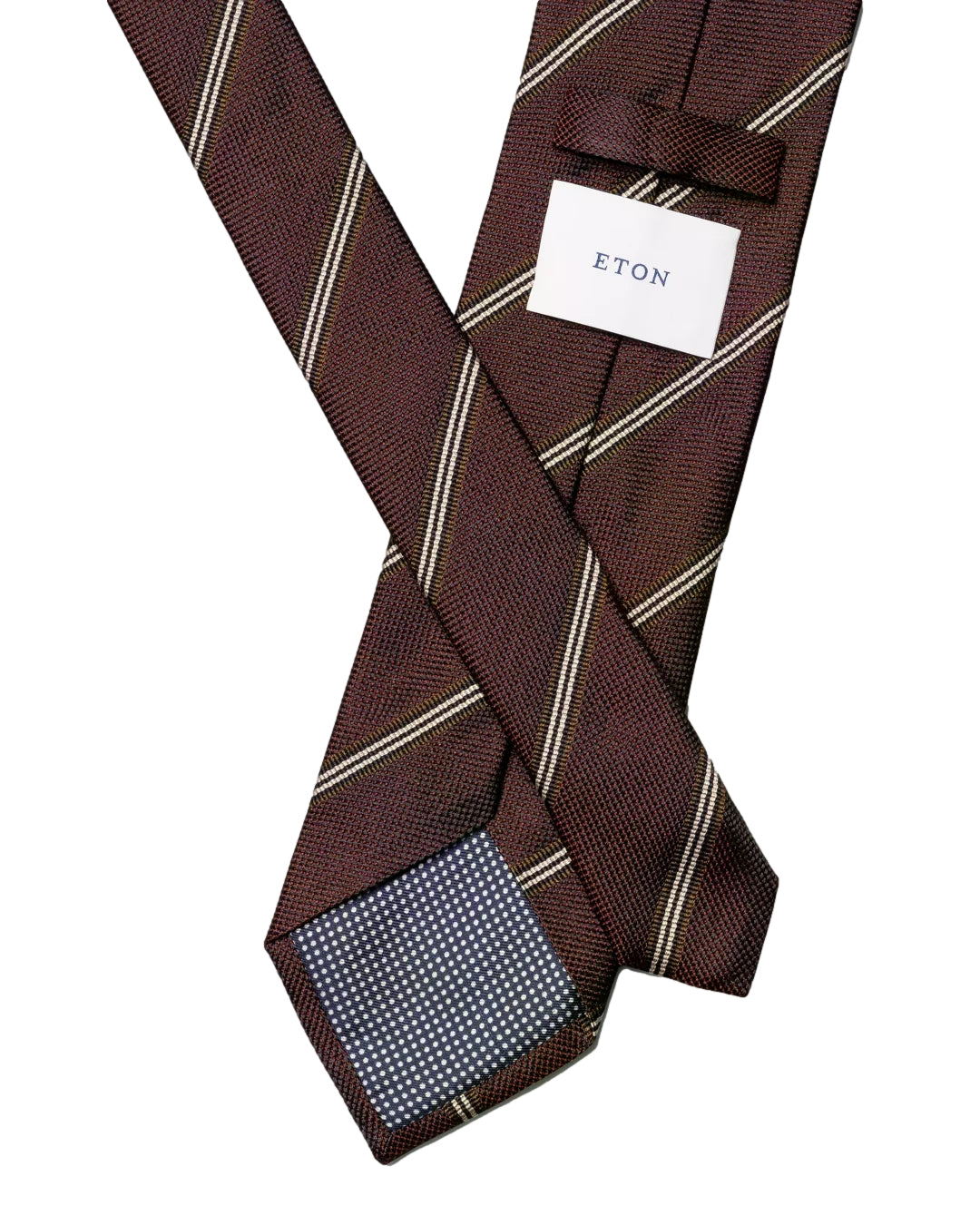 Eton Striped Woven Silk Tie Dark Red Slips Burgunder