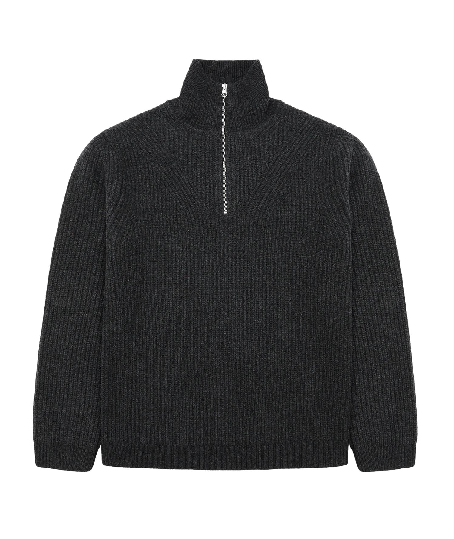 Garment Project Half Zip Wool Knit Genser Koksgrå - modostore.no