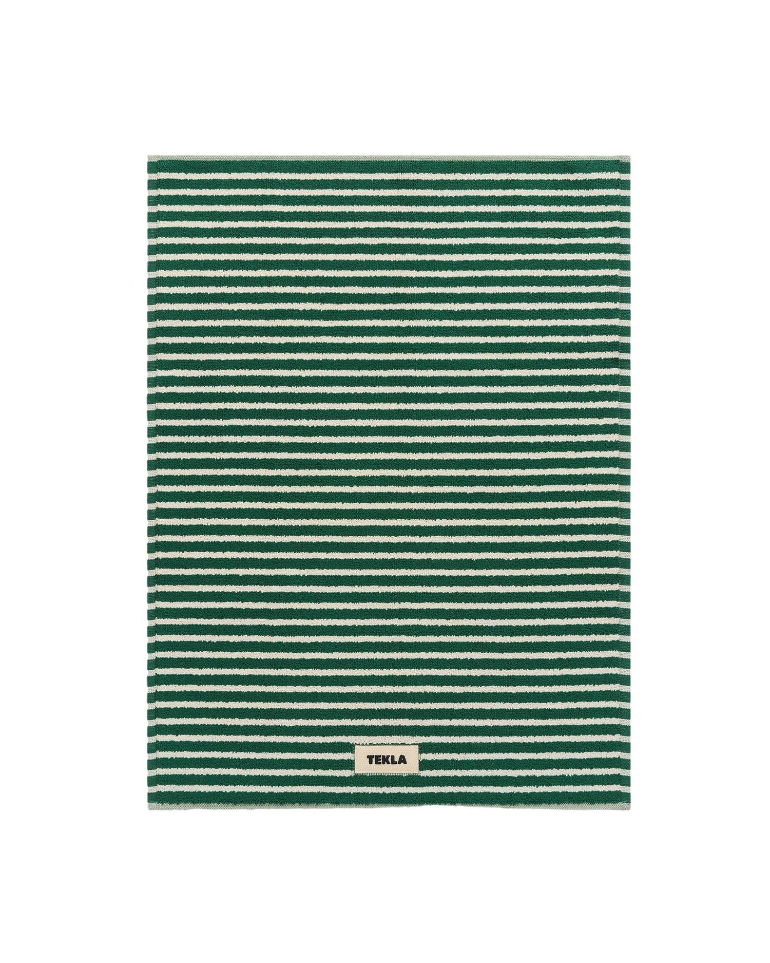 Tekla Terry Bath Mat Teal Green Stripes Badematte Grønn