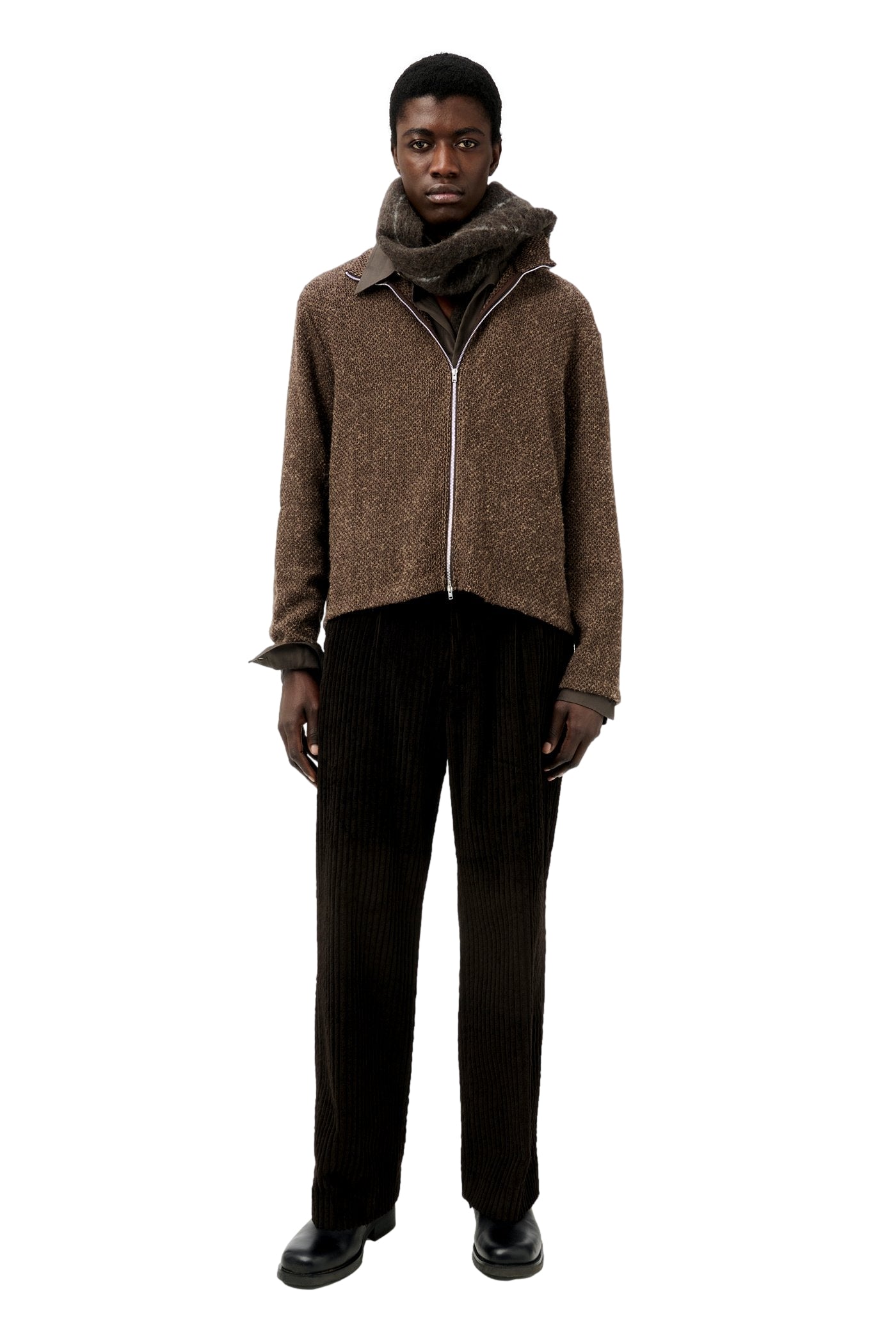 Our Legacy Shrunken Fullzip Polo Cardigan Brun Melert - modostore.no