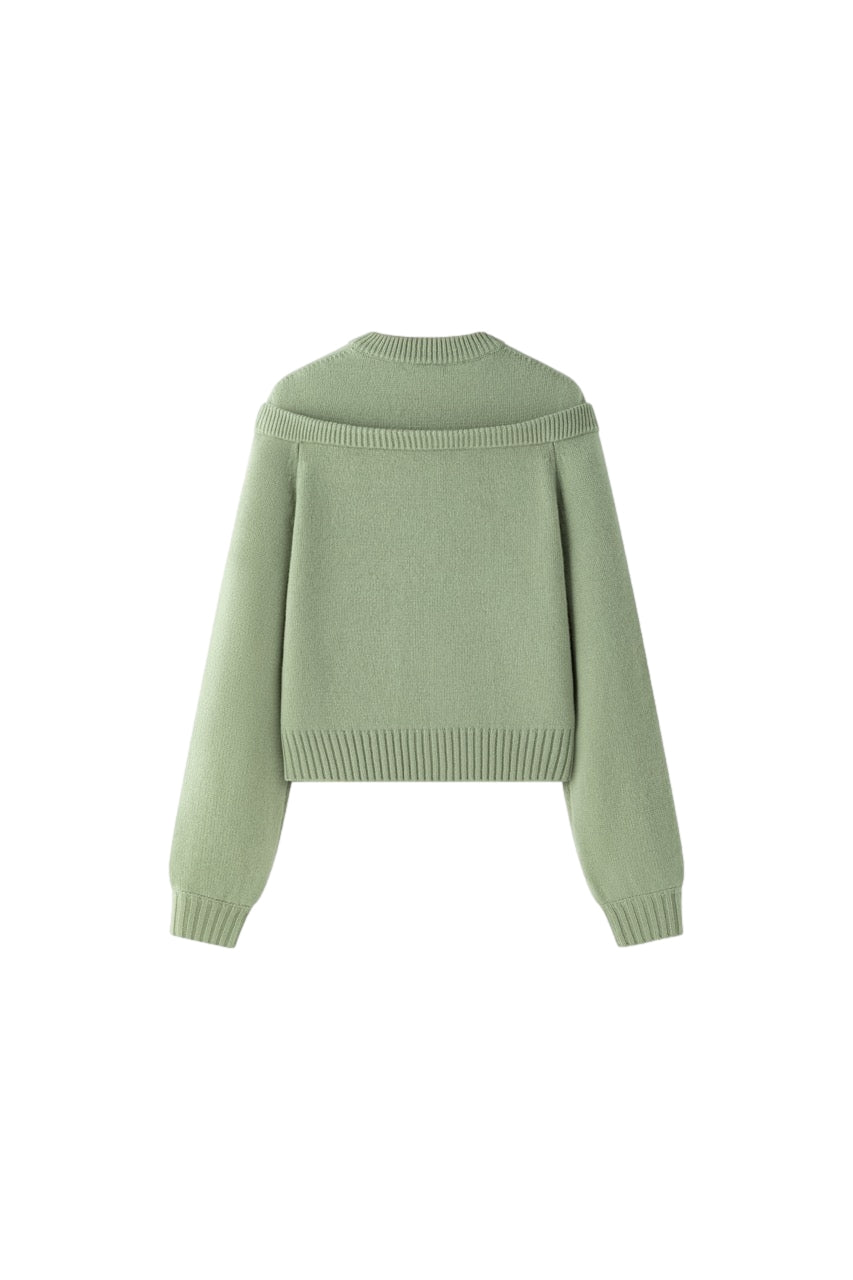 Viktoria Chan Atlas doubled neck knit Genser Lysegrønn - modostore.no