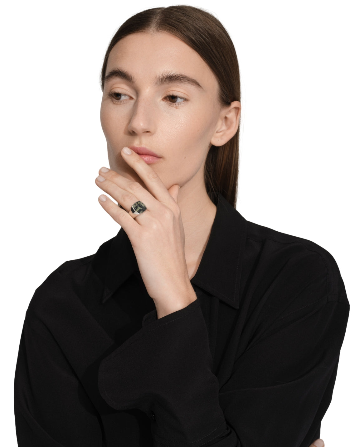 Tom Wood Cushion Ring Kambaba Ring Grønn/Sølv