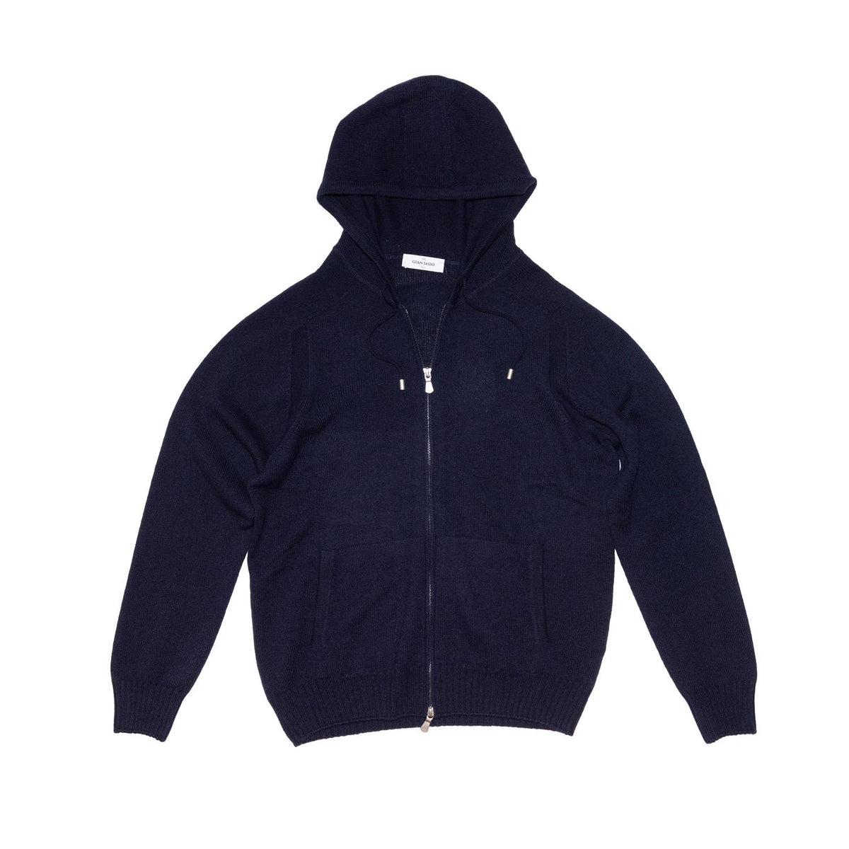 Gran Sasso Zip Hood Wool Hettegenser Mørkeblå