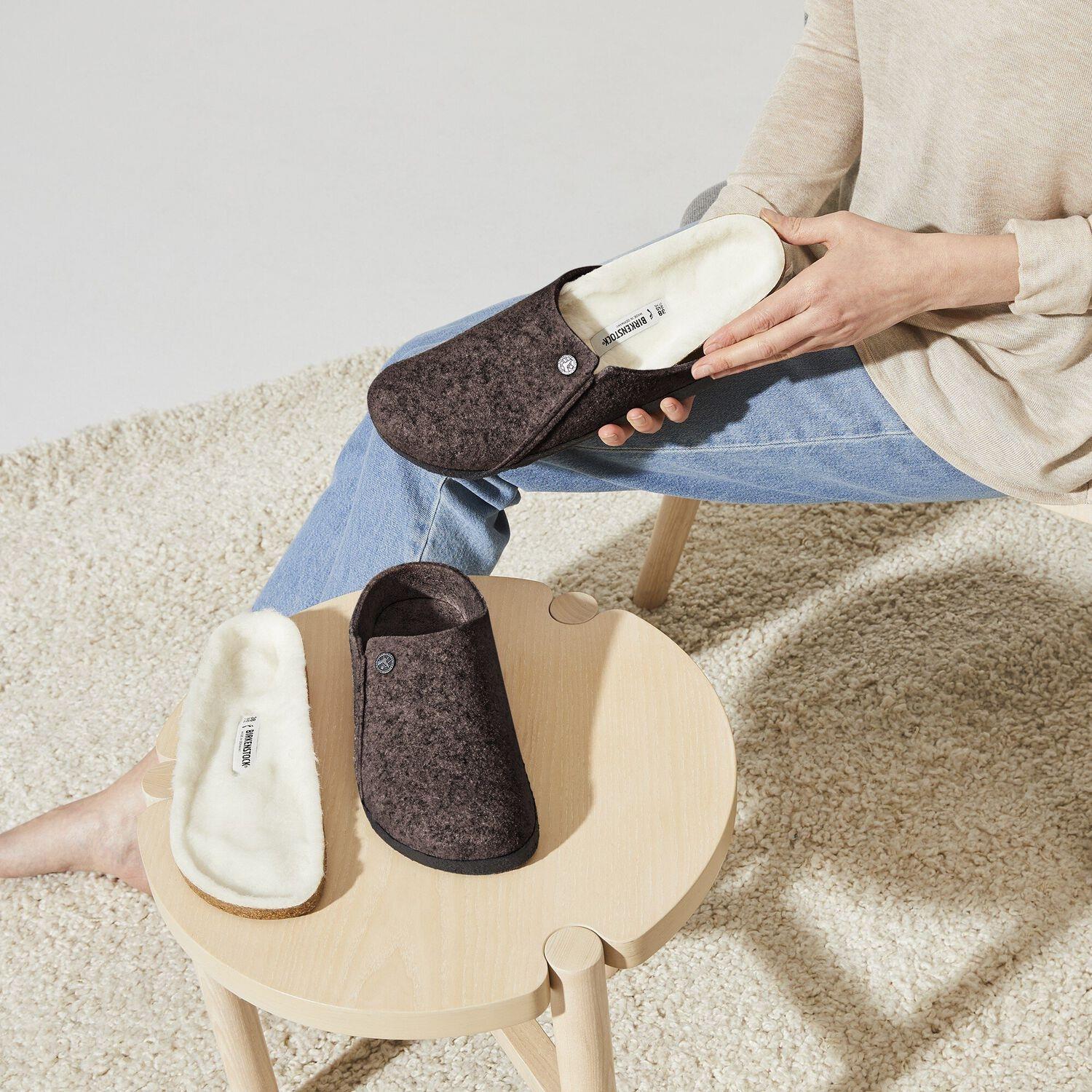 Birkenstock Zermatt Rivet Wool Felt Regular Sko Brun Melert