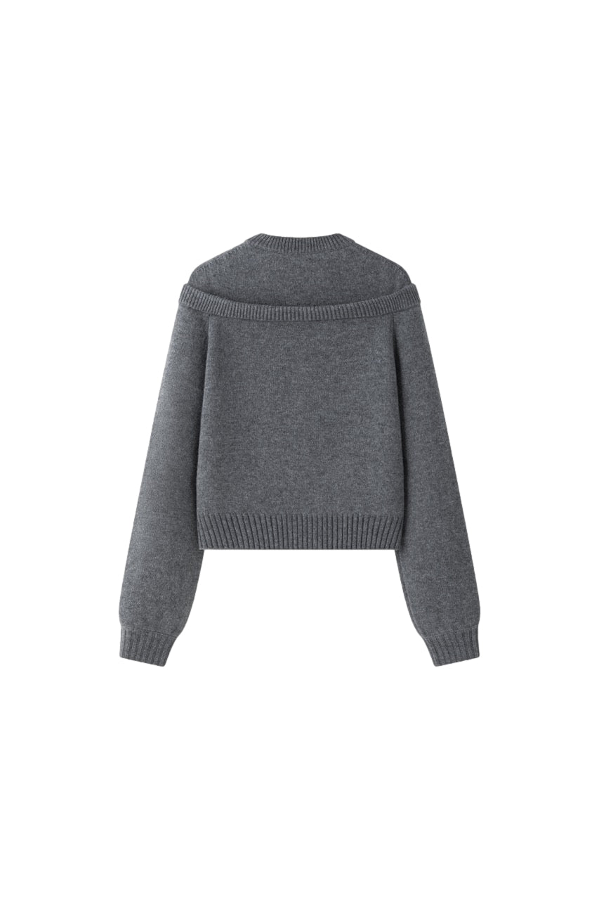 Viktoria Chan Atlas doubled neck knit Genser Grå - modostore.no