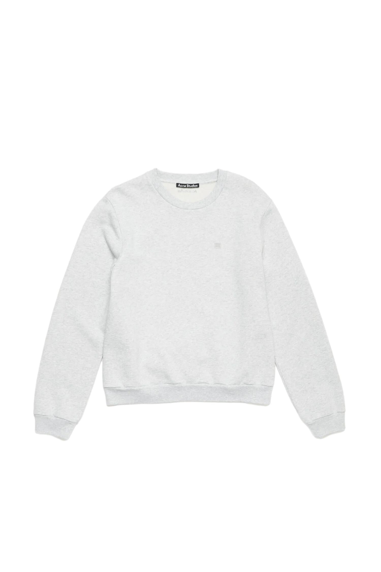 Acne Crew Neck Fleece Sweater Face Genser Lysegrå - modostore.no