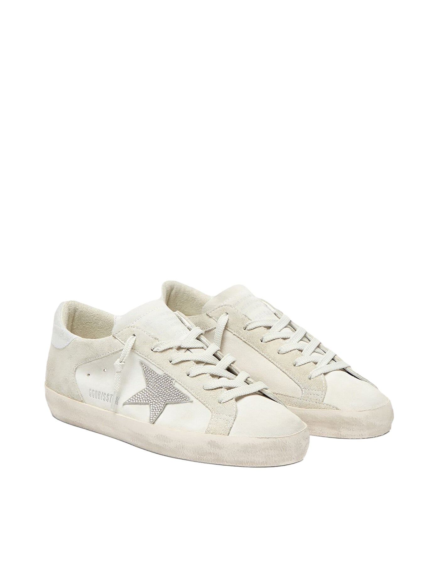 Golden Goose Superstar Suede Crystal Star/Shimmer Heel Sko Hvit Og Sølv - modostore.no