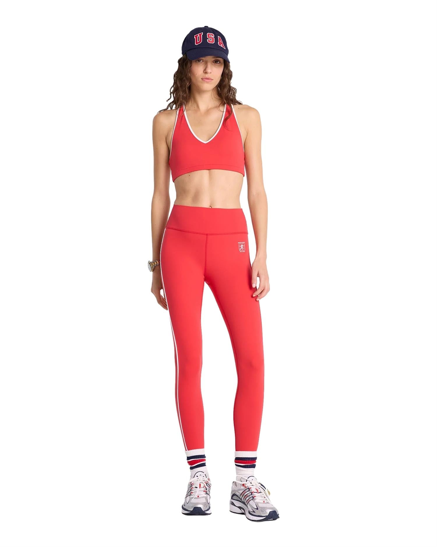 Sporty & Rich Runner Box V-Neck Sports Bra Topp Rød - modostore.no