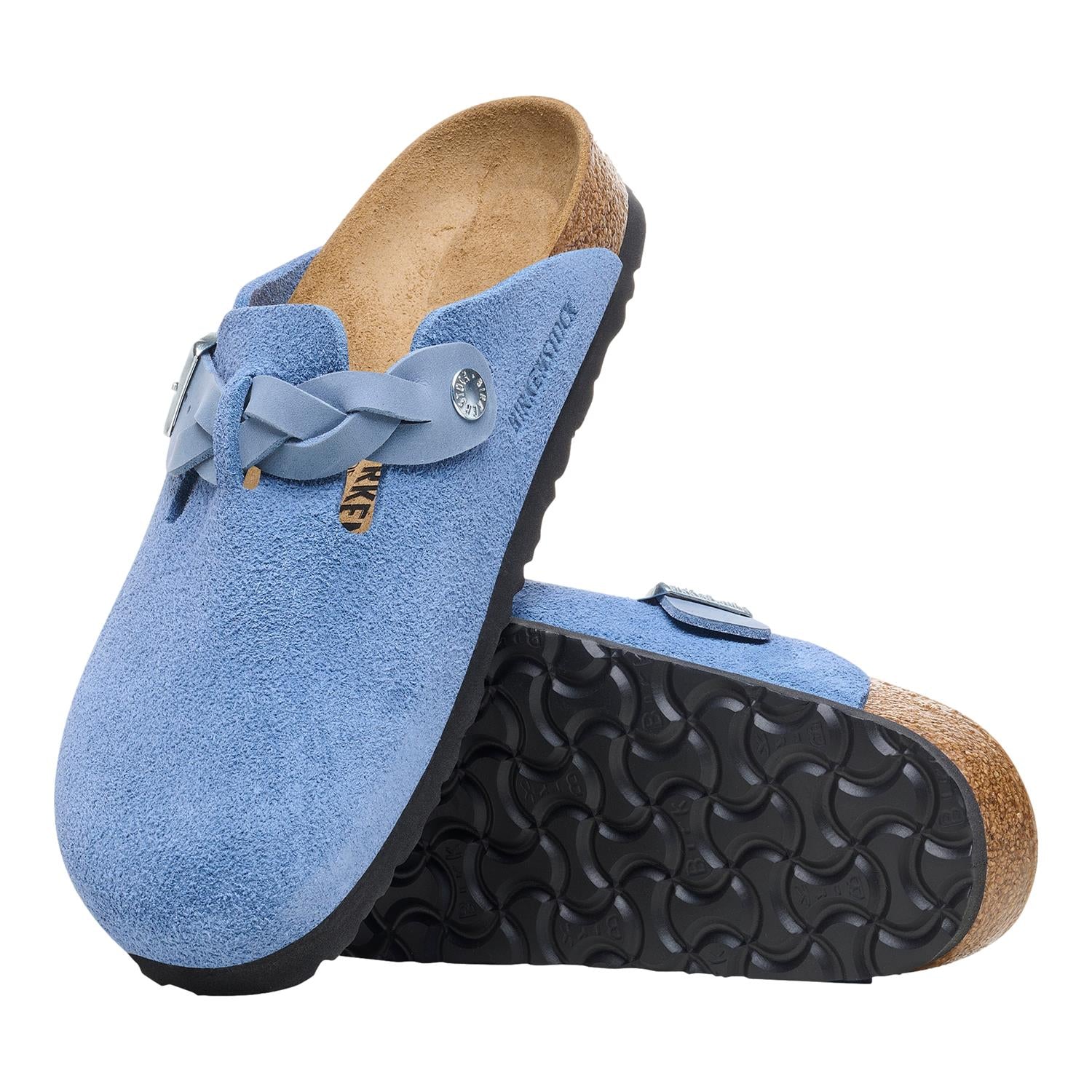 Birkenstock Boston Braided Suede Leather Narrow Sko Lyseblå - modostore.no